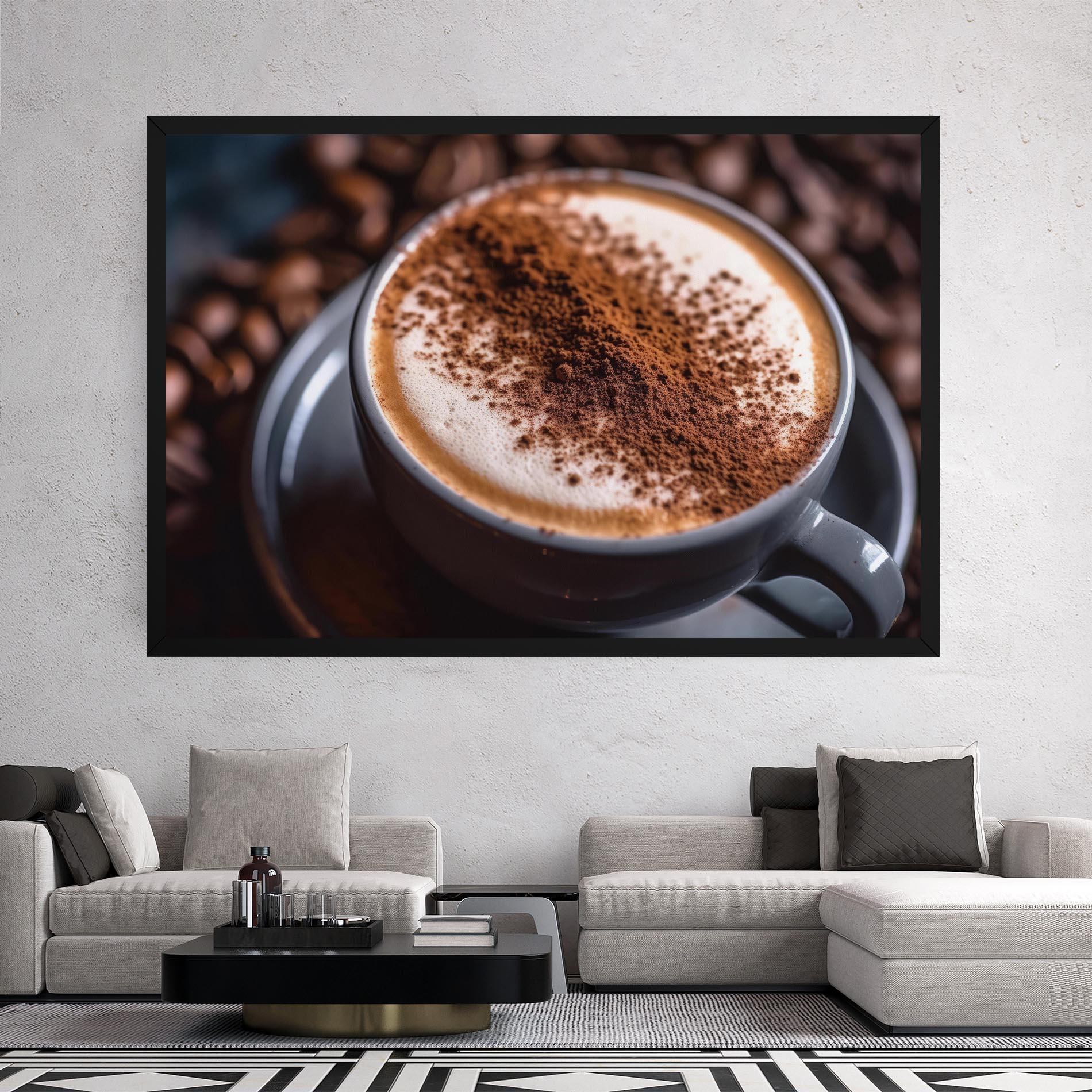 Leinwandbild Cappuccino Coffee Close Up mockup 2