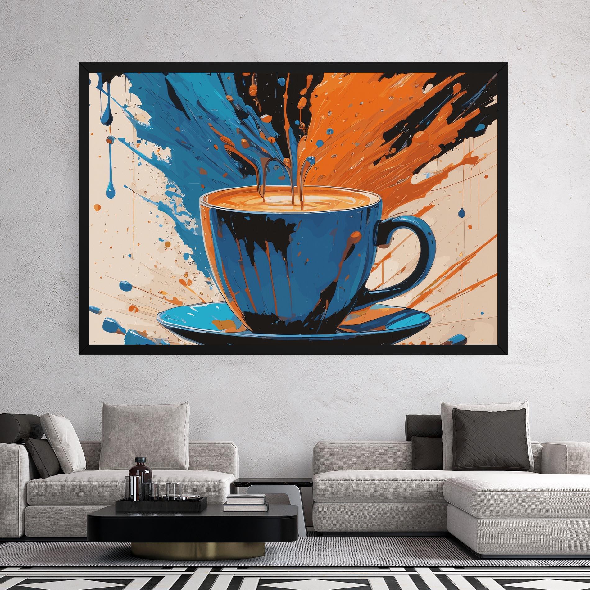 Leinwandbild Coffee Blue Orange mockup 2