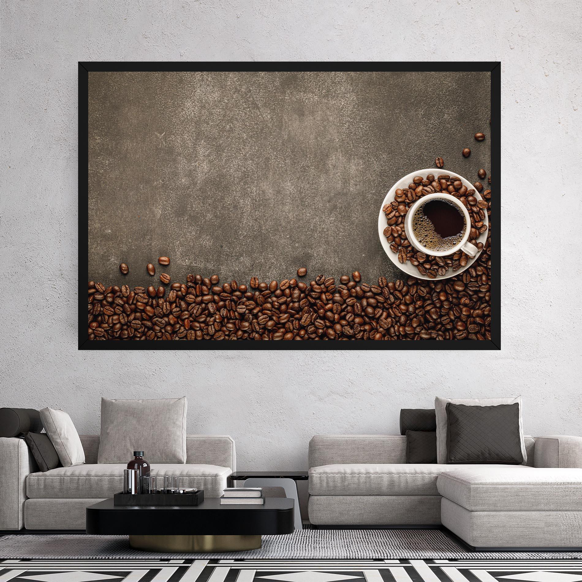Leinwandbild Coffee On Grey Table mockup 2