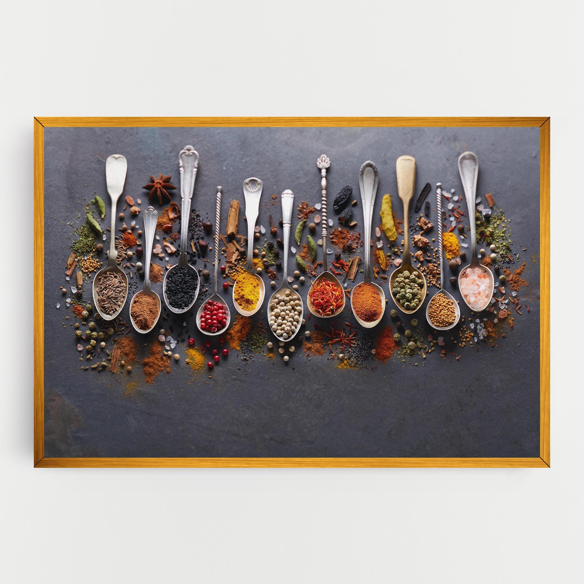 Leinwandbild Spices Black Board mockup 0