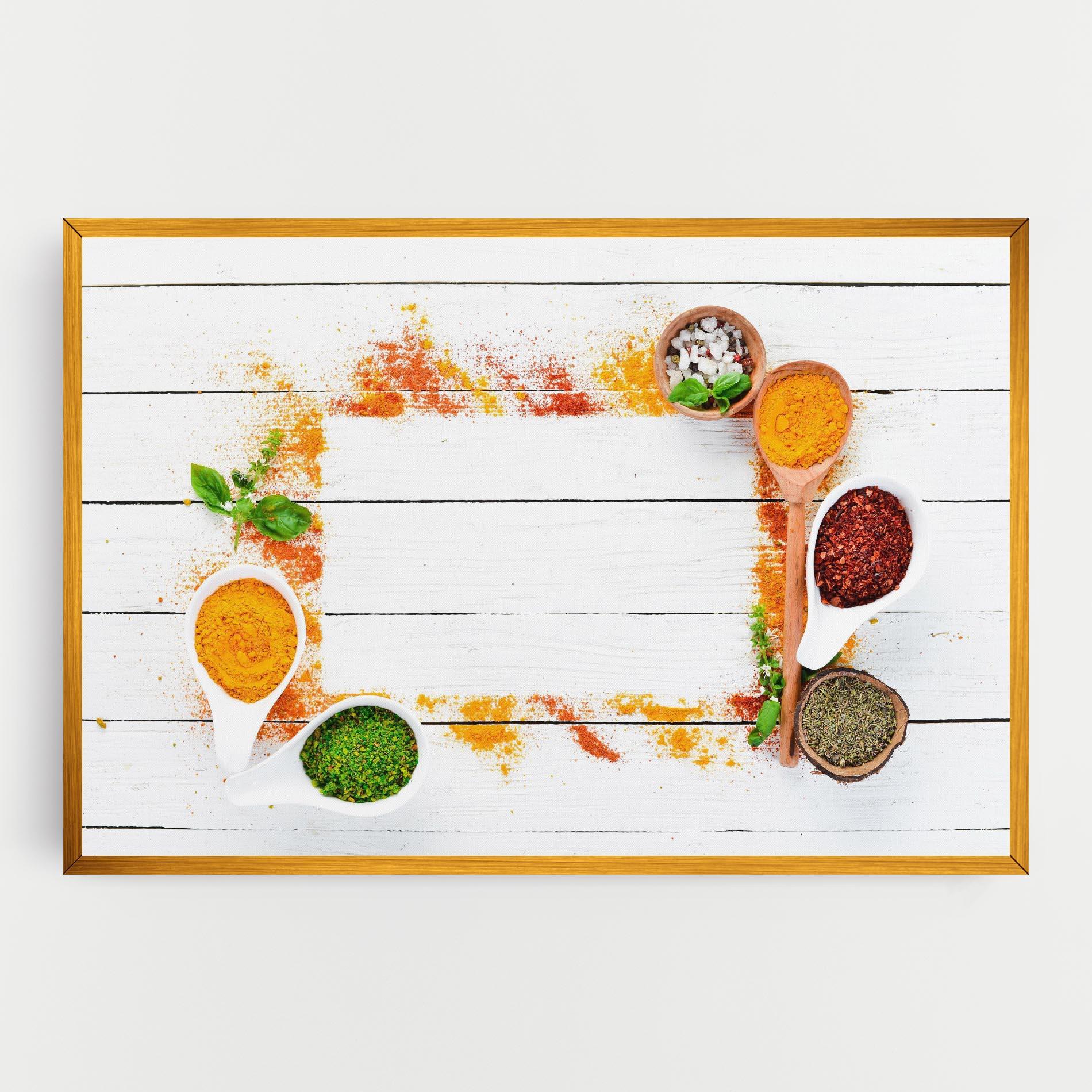 Leinwandbild Spices Top View mockup 0