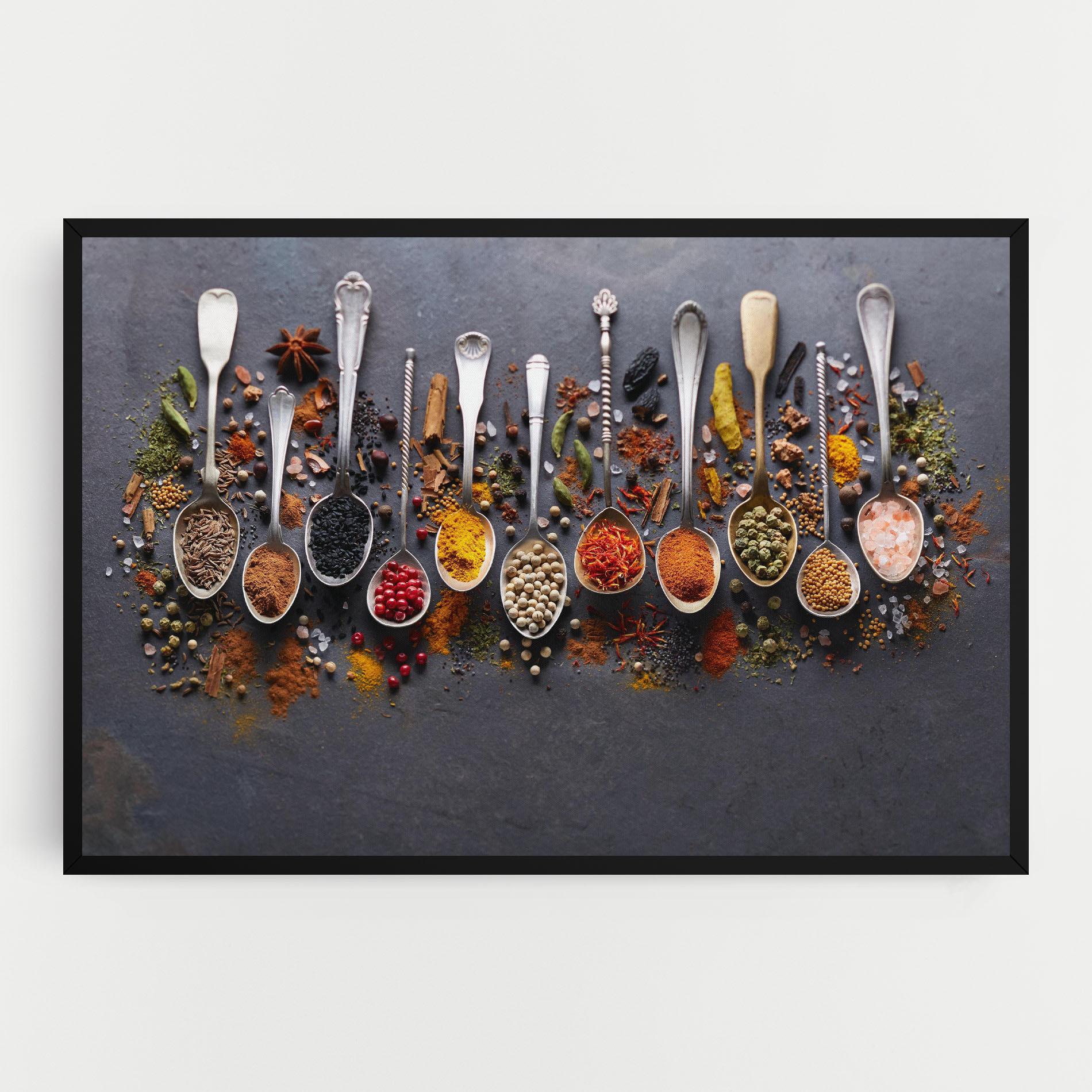 Leinwandbild Spices Black Board mockup 0