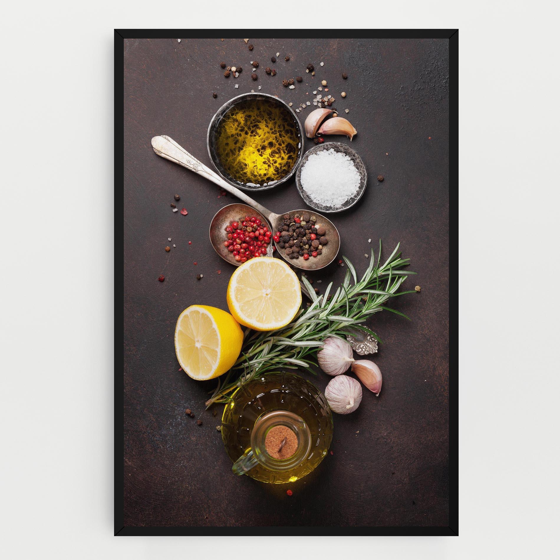 Leinwandbild Spices On Stone Table mockup 0