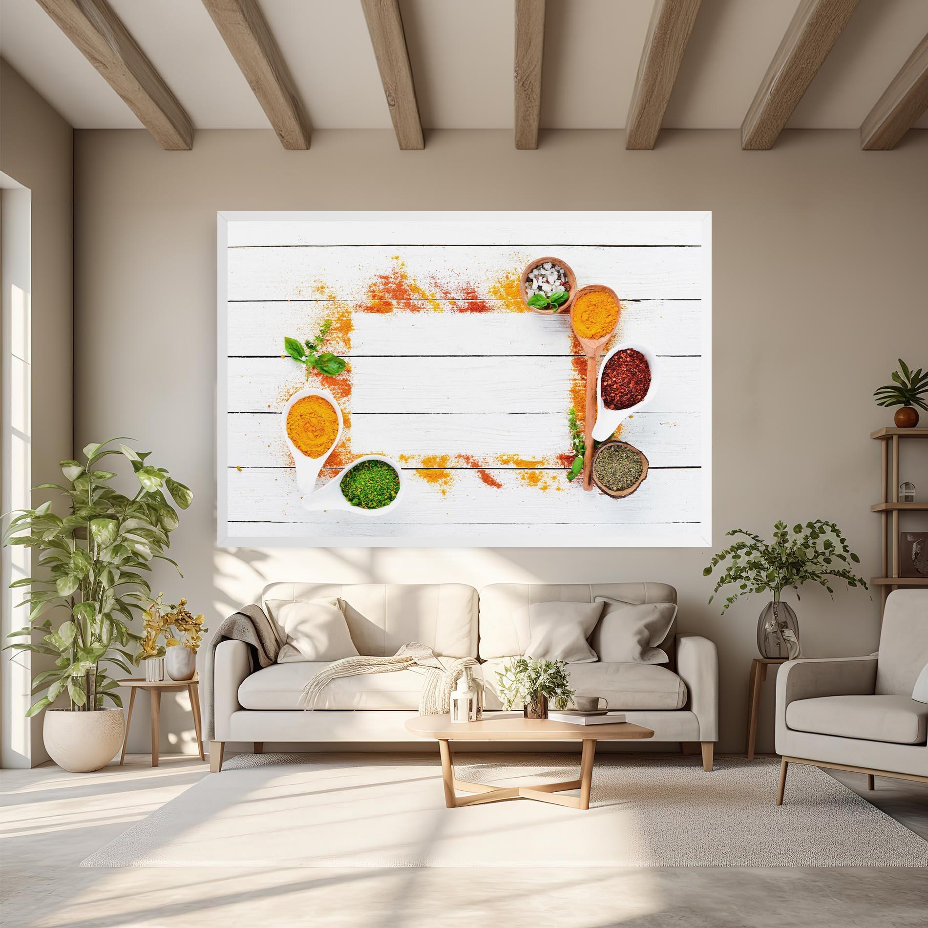 Leinwandbild Spices Top View mockup 6