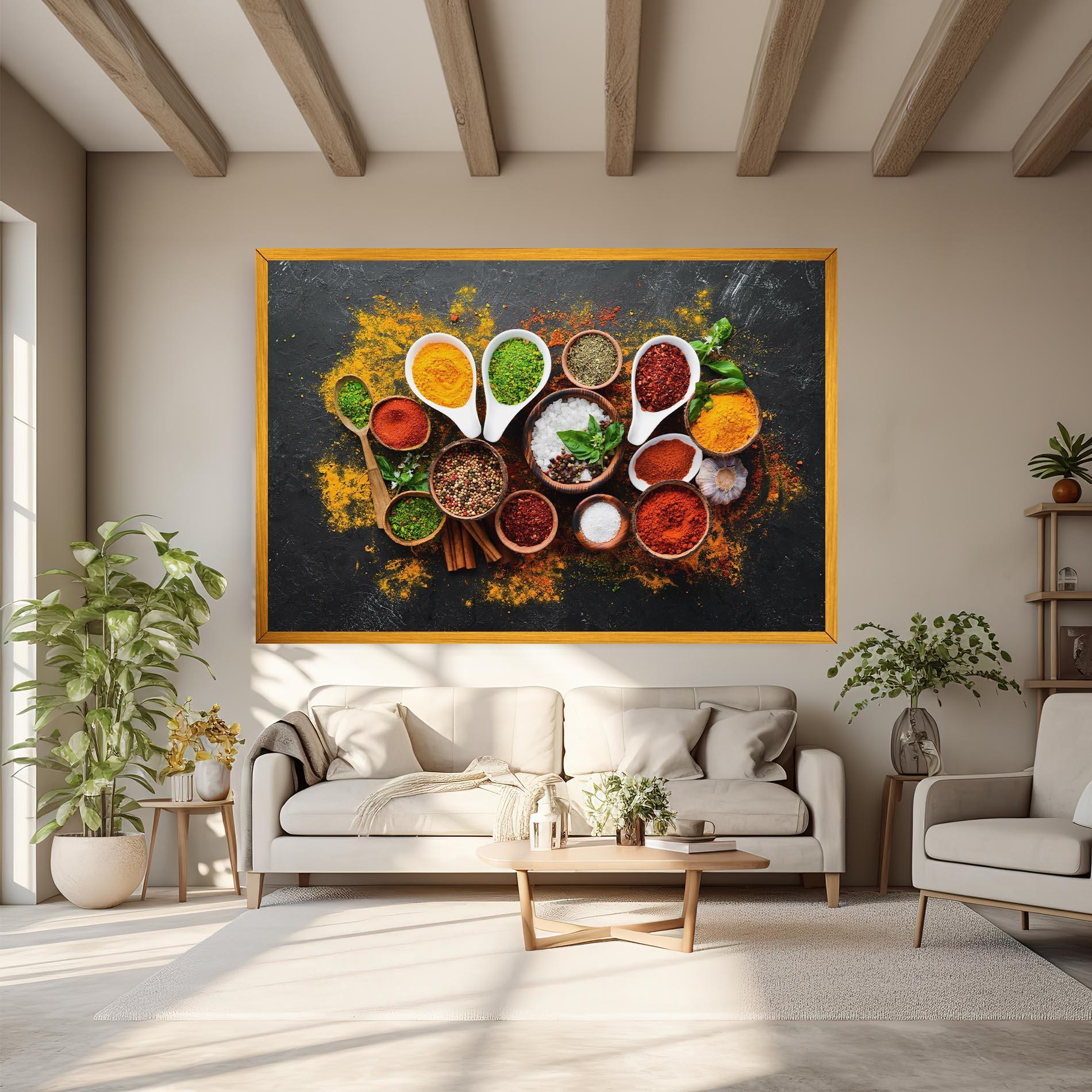 Leinwandbild Colorful Herbs Spices mockup 6