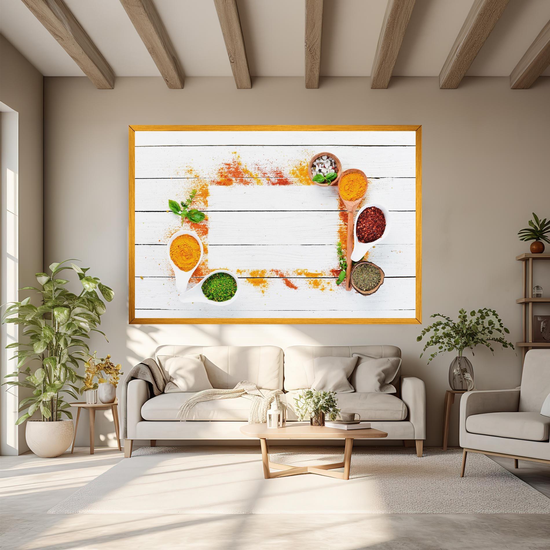 Leinwandbild Spices Top View mockup 6