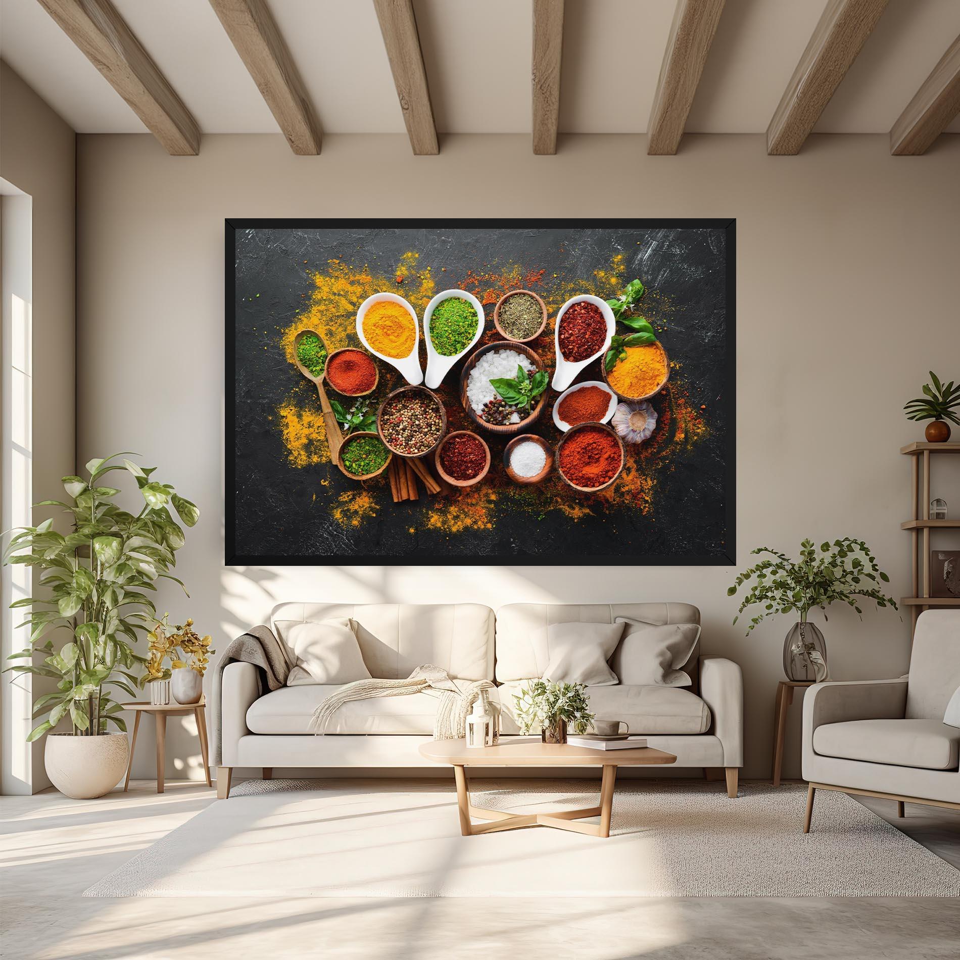 Leinwandbild Colorful Herbs Spices mockup 6