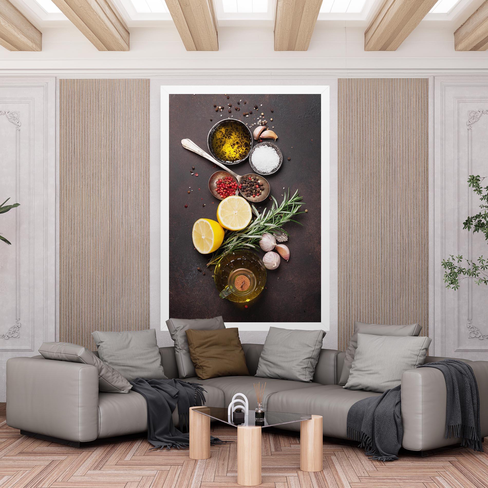 Leinwandbild Spices On Stone Table mockup 6