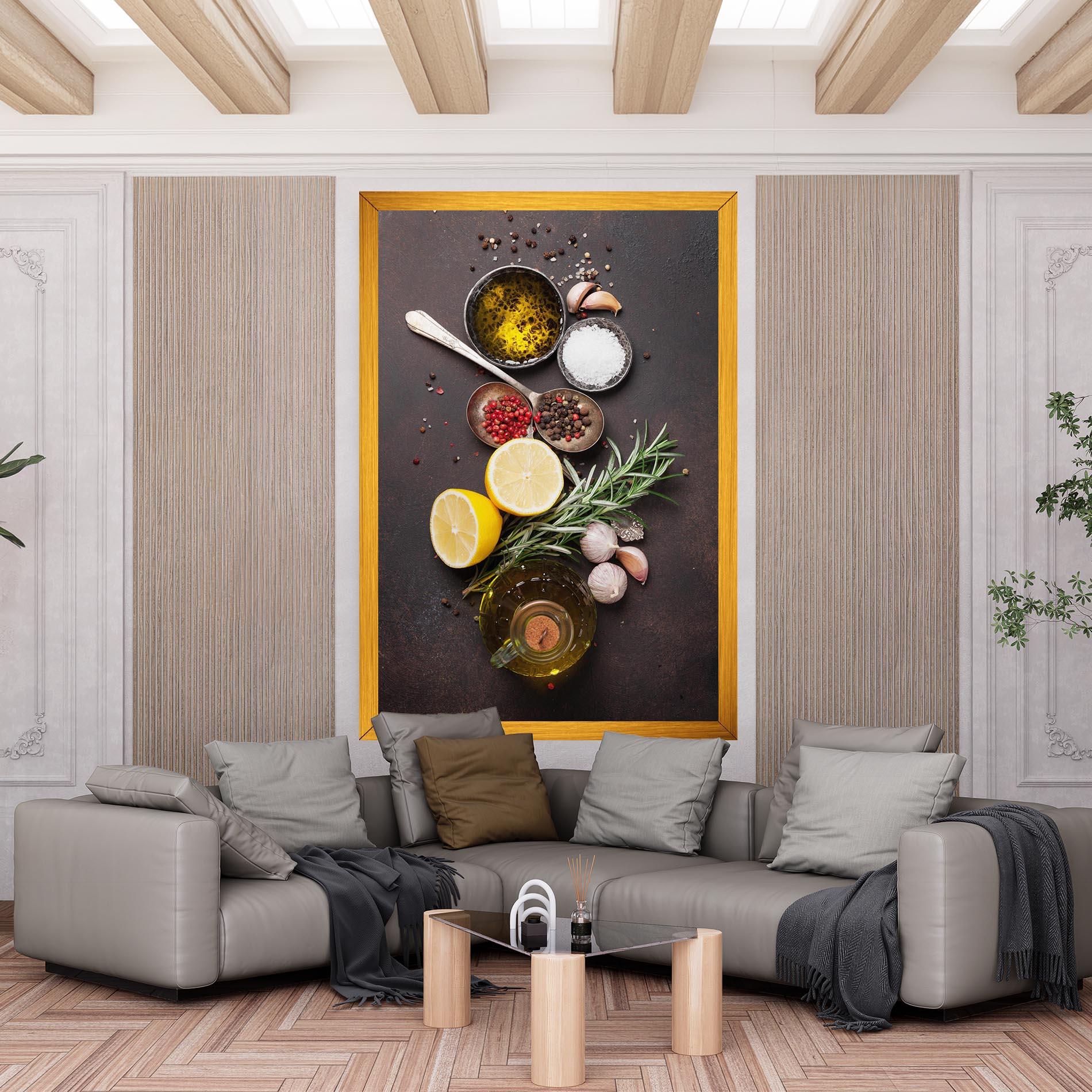 Leinwandbild Spices On Stone Table mockup 6