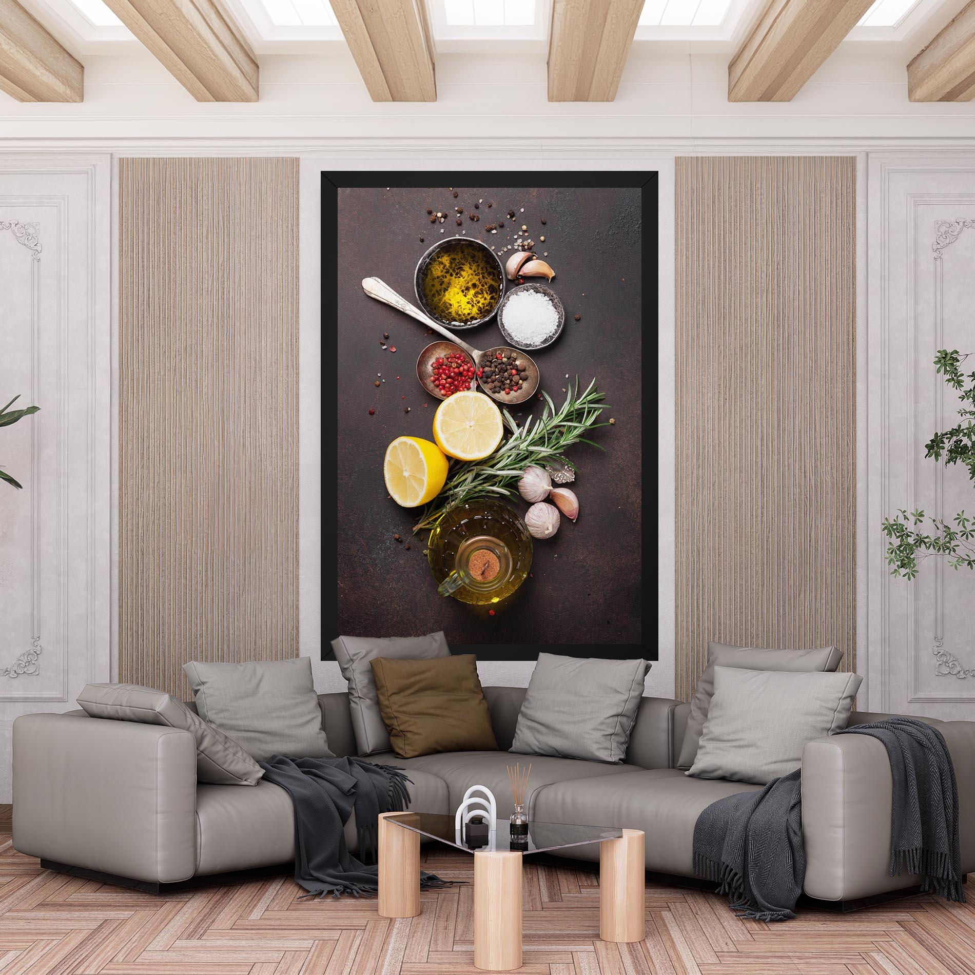 Leinwandbild Spices On Stone Table mockup 6