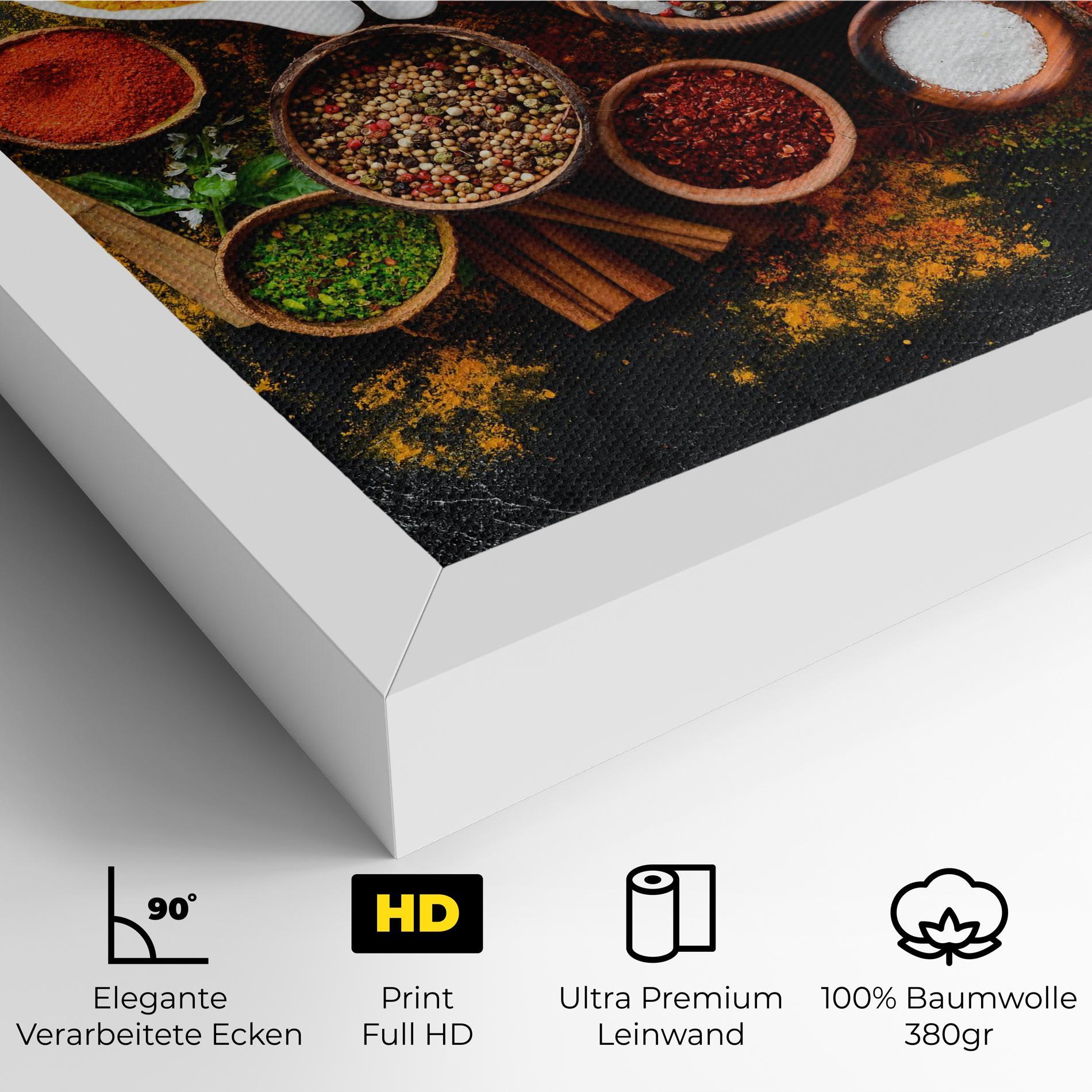Leinwandbild Colorful Herbs Spices mockup 4