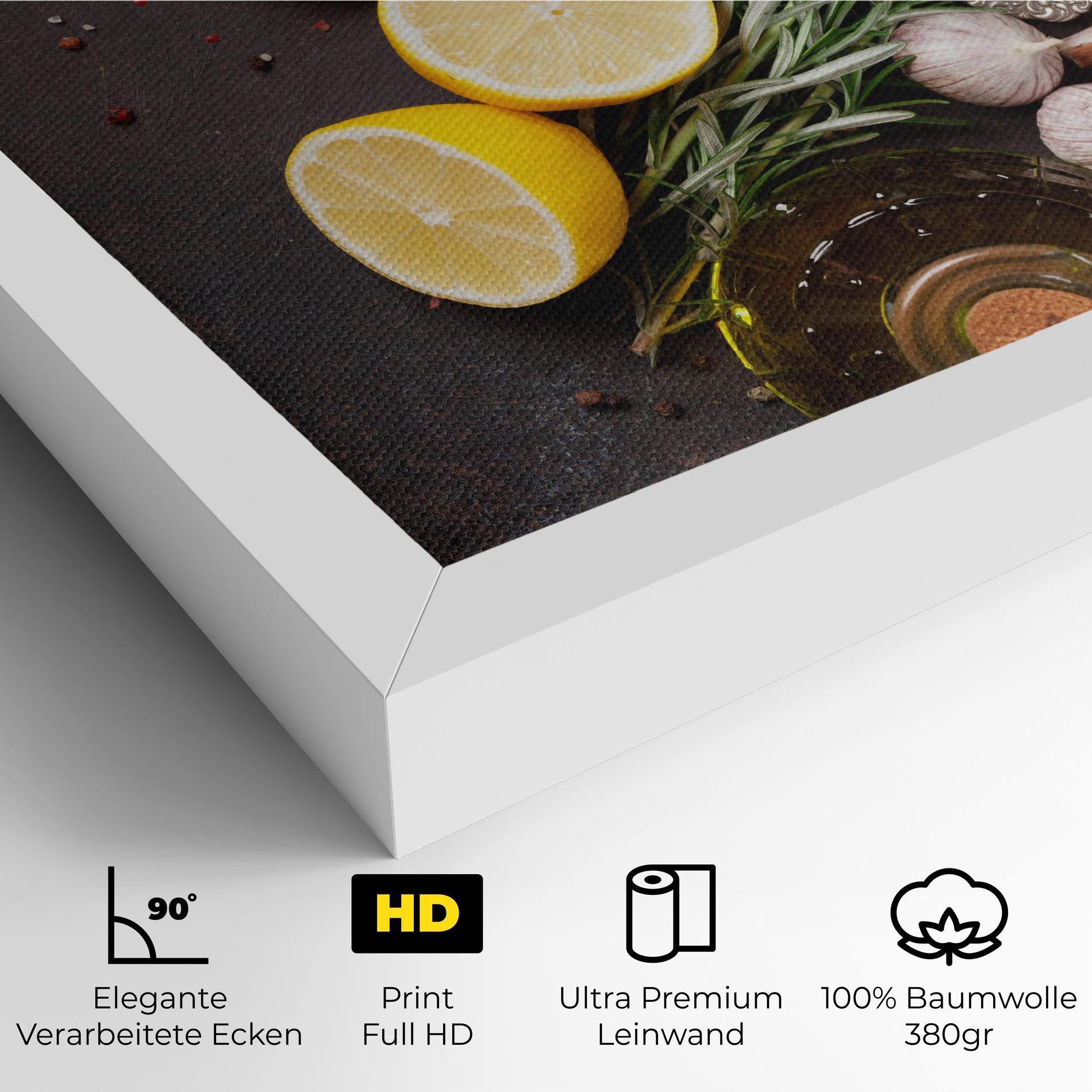 Leinwandbild Spices On Stone Table mockup 4