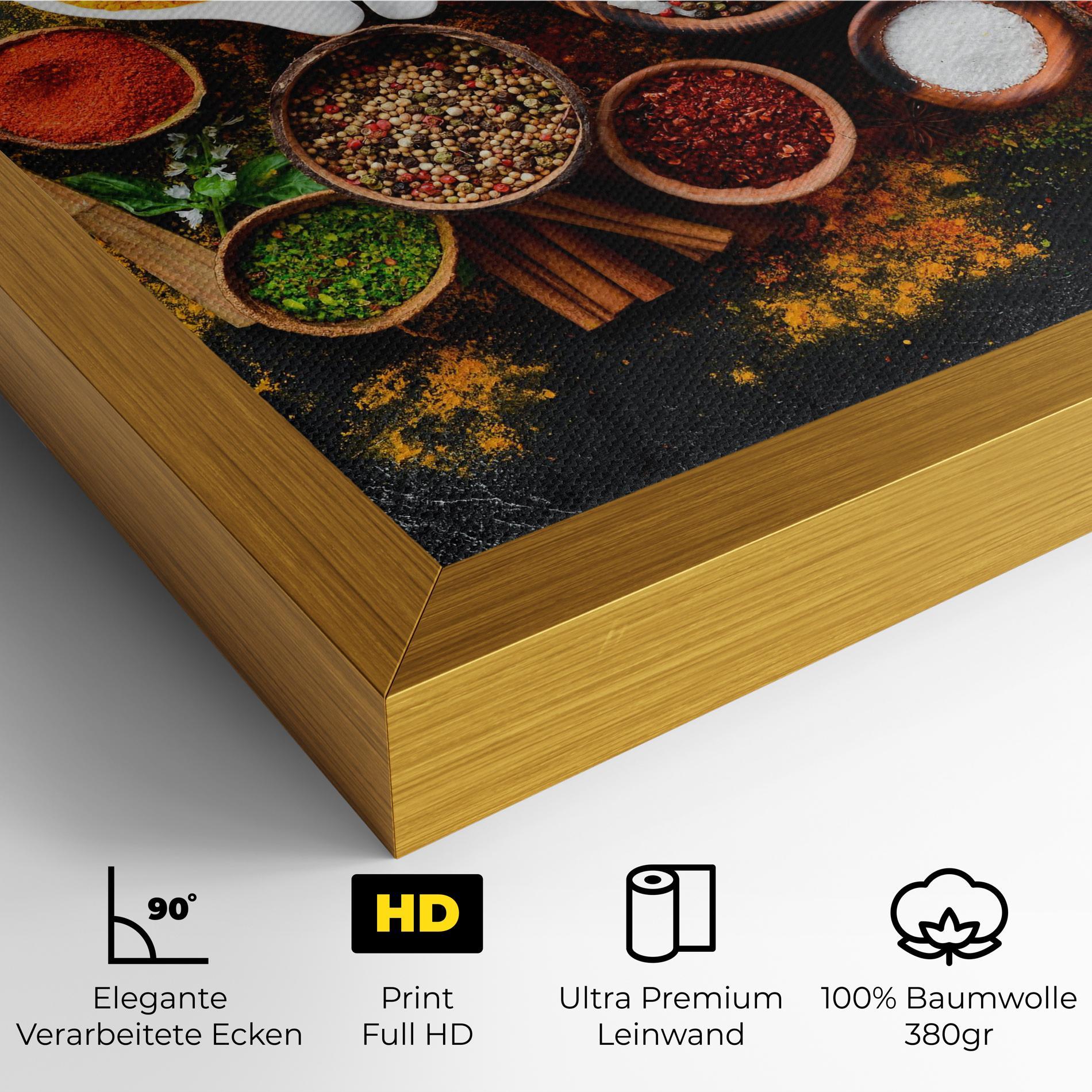 Leinwandbild Colorful Herbs Spices mockup 4