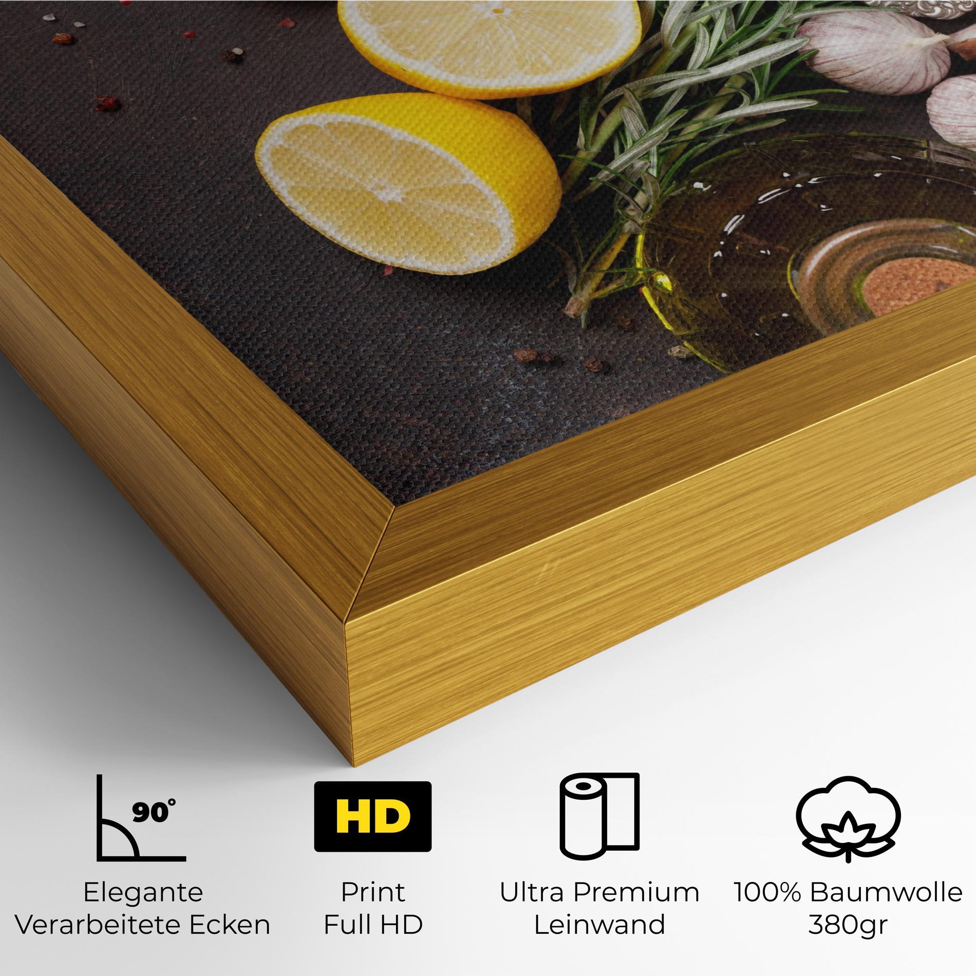 Leinwandbild Spices On Stone Table mockup 4