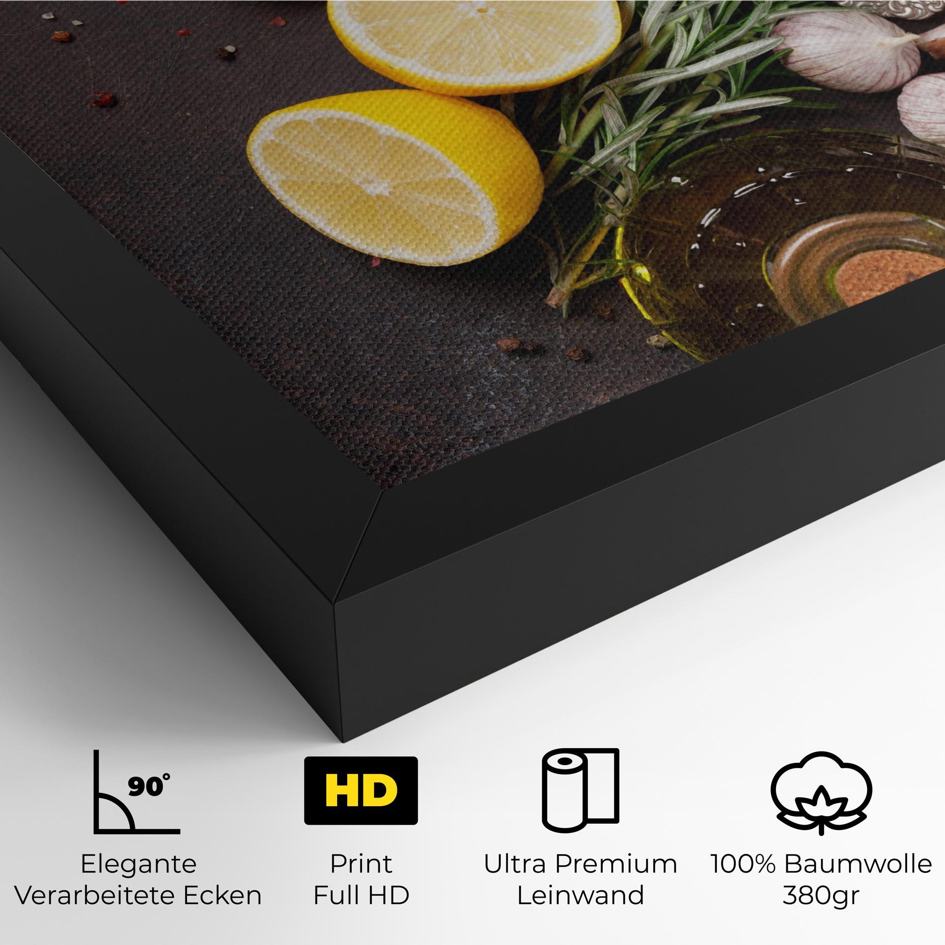 Leinwandbild Spices On Stone Table mockup 4