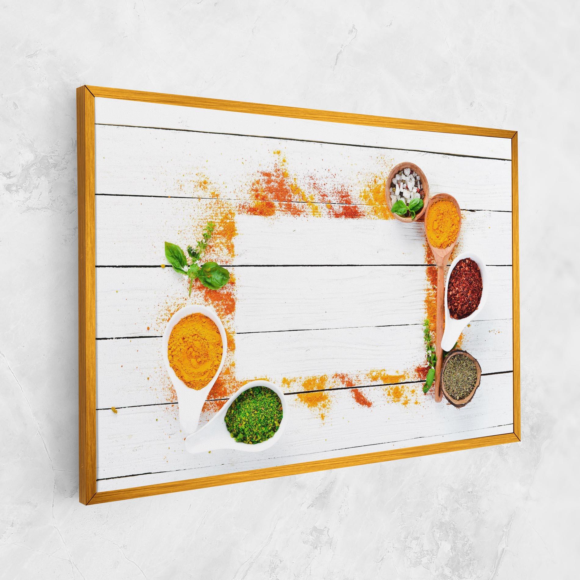 Leinwandbild Spices Top View mockup 1