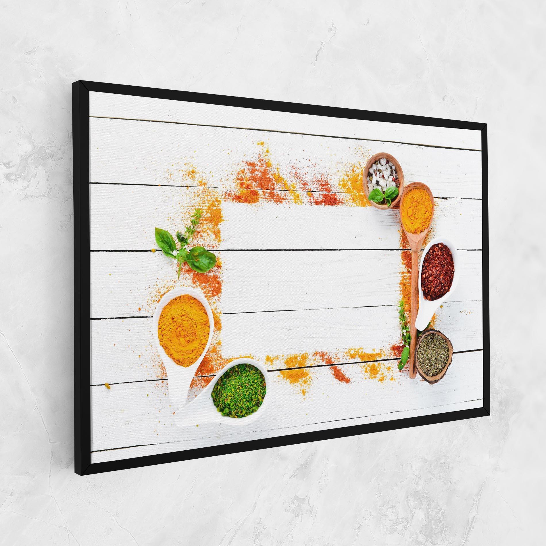 Leinwandbild Spices Top View mockup 1