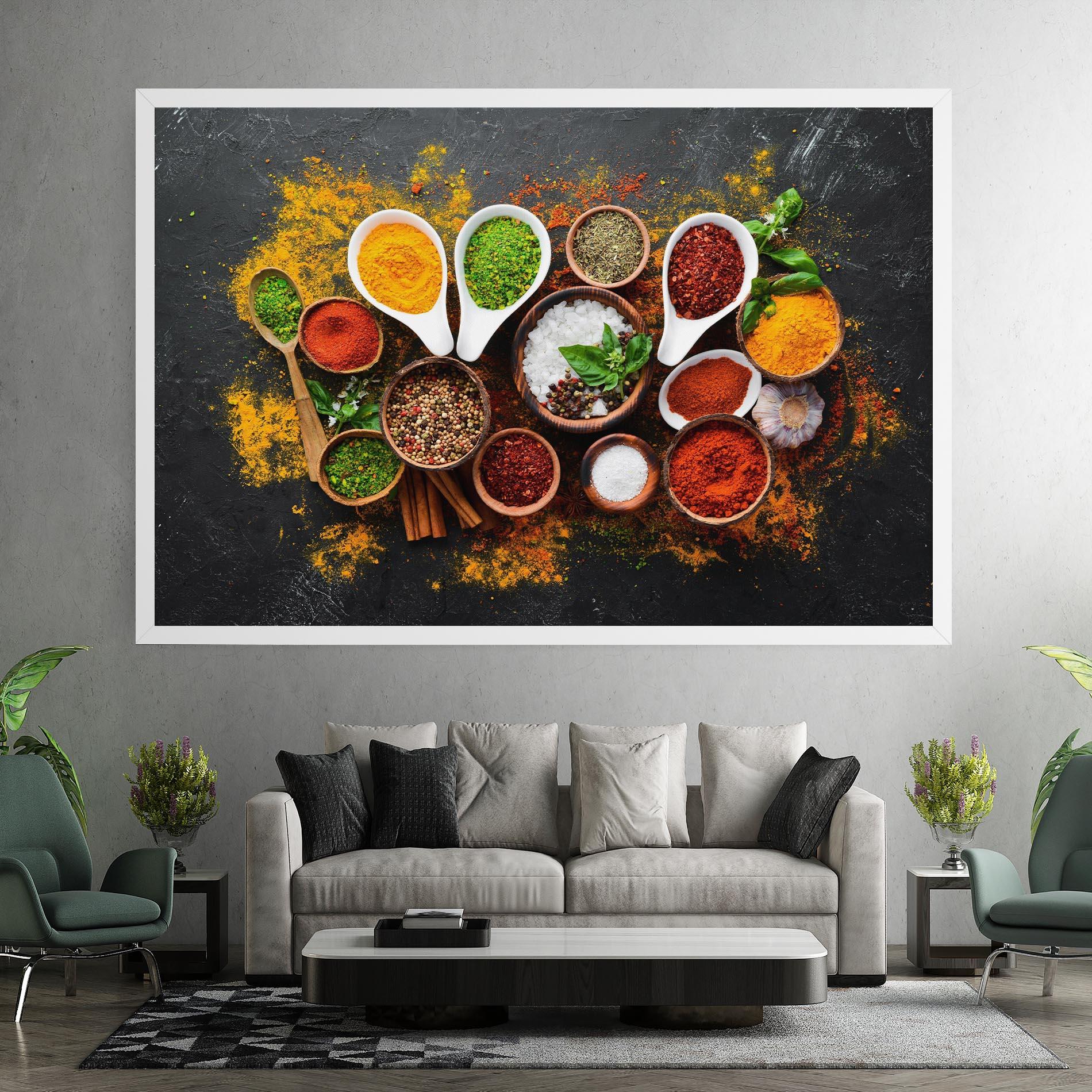 Leinwandbild Colorful Herbs Spices mockup 7