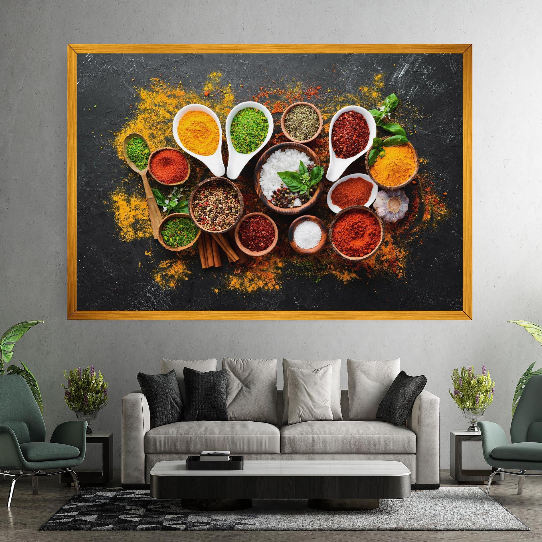 Leinwandbild Colorful Herbs Spices mockup 7