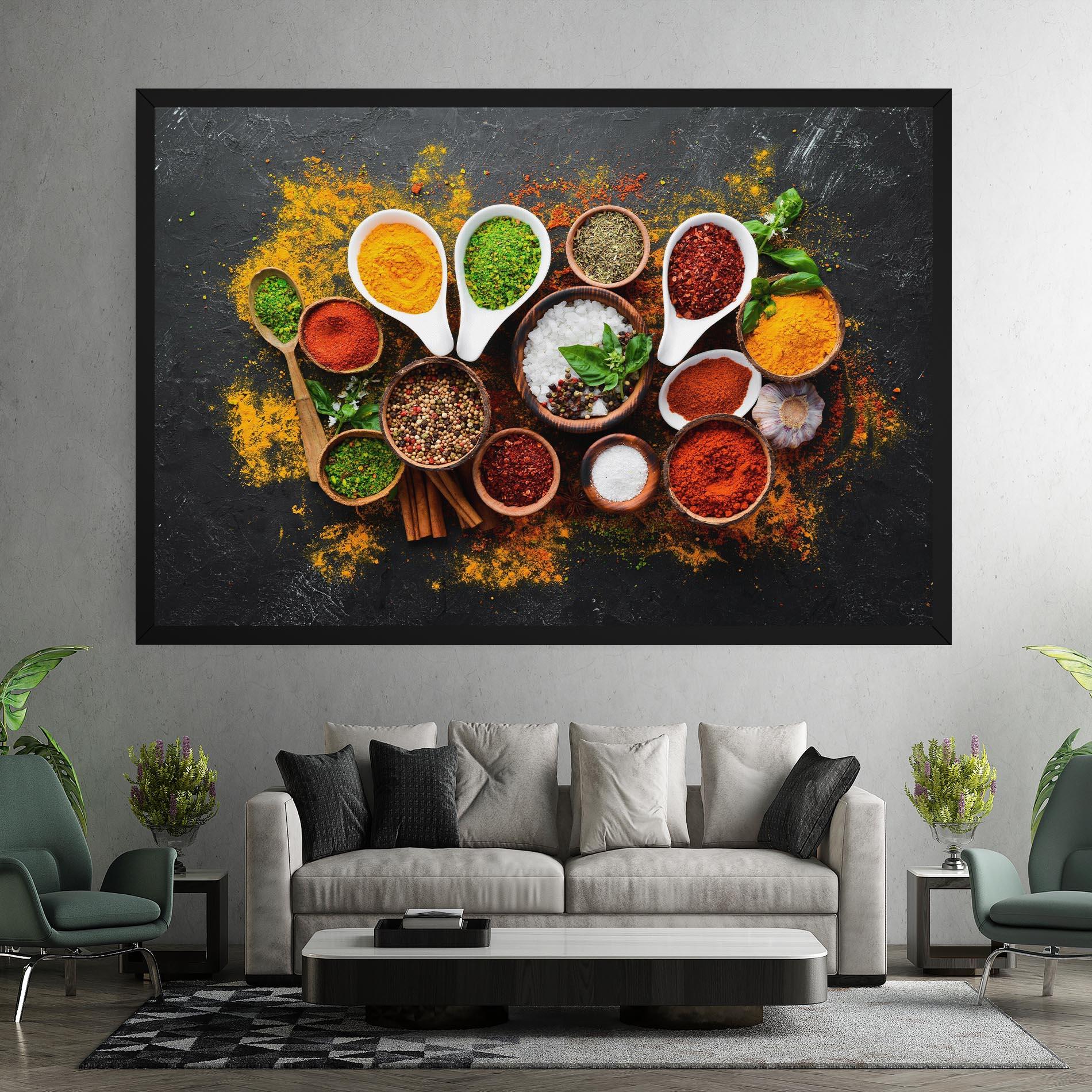 Leinwandbild Colorful Herbs Spices mockup 7