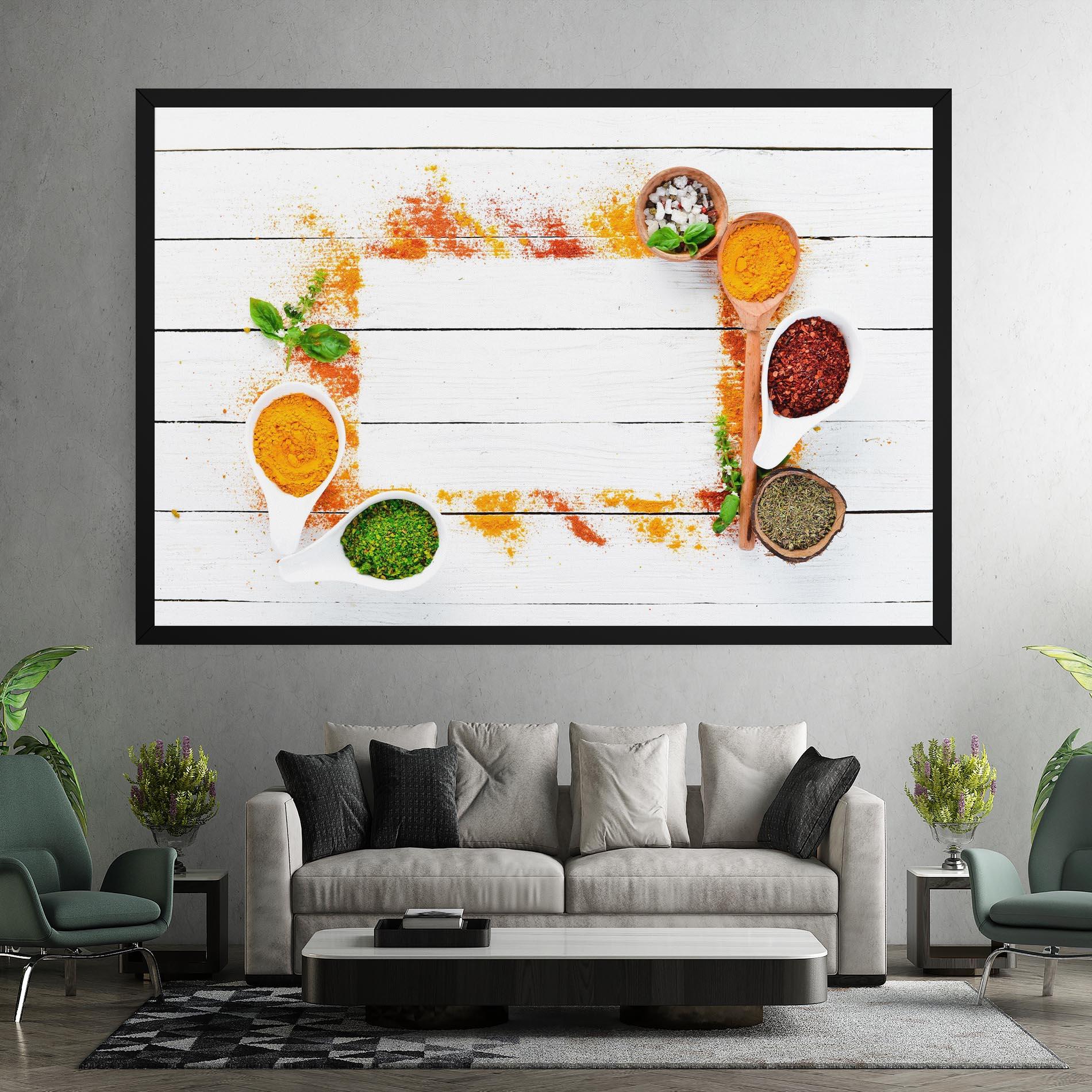 Leinwandbild Spices Top View mockup 7