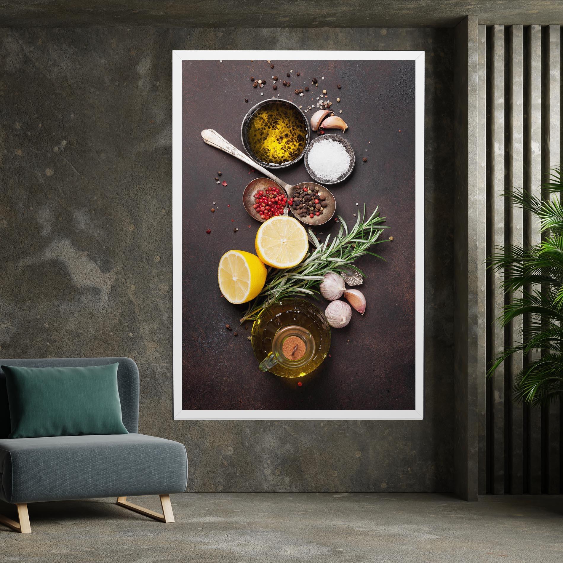 Leinwandbild Spices On Stone Table mockup 7