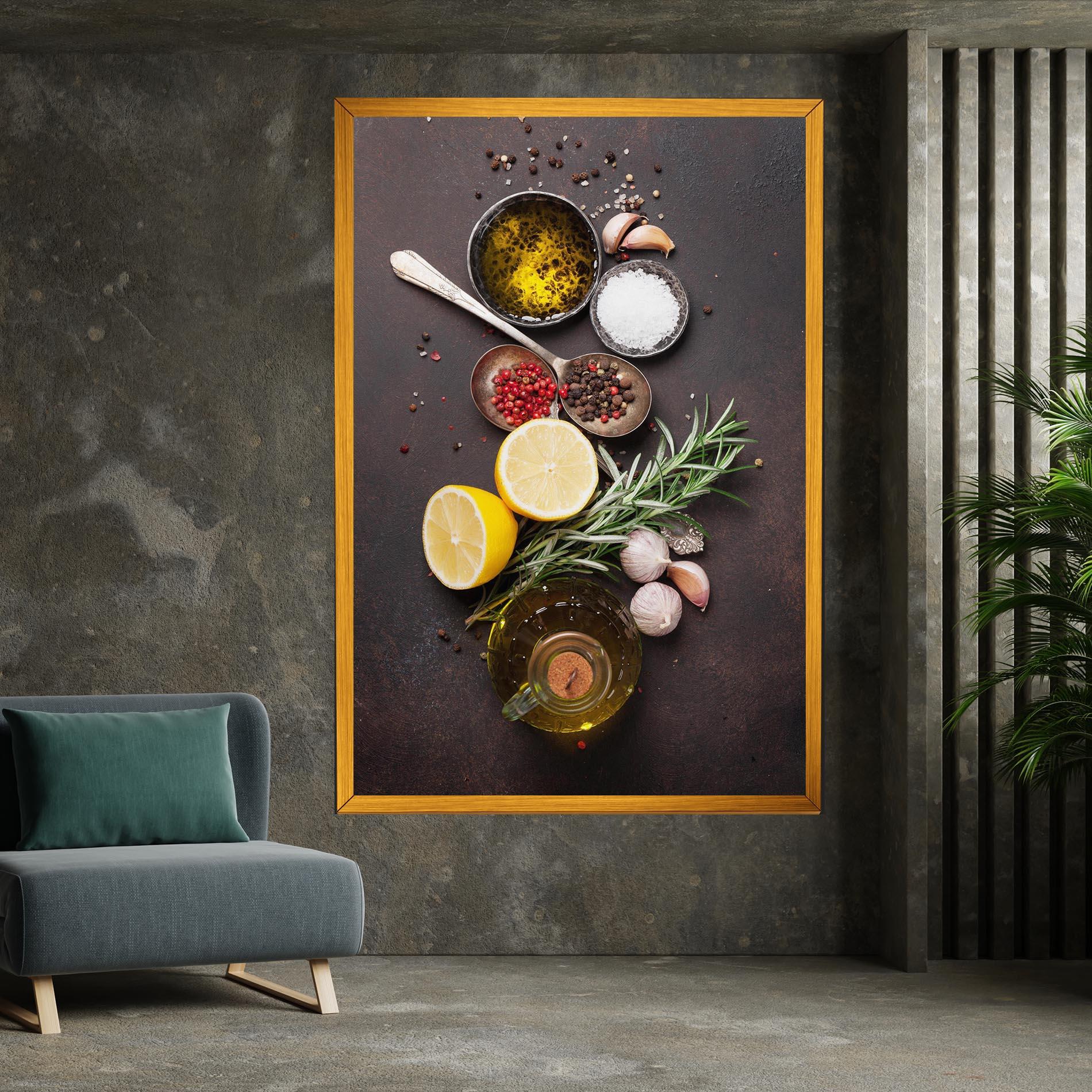 Leinwandbild Spices On Stone Table mockup 7