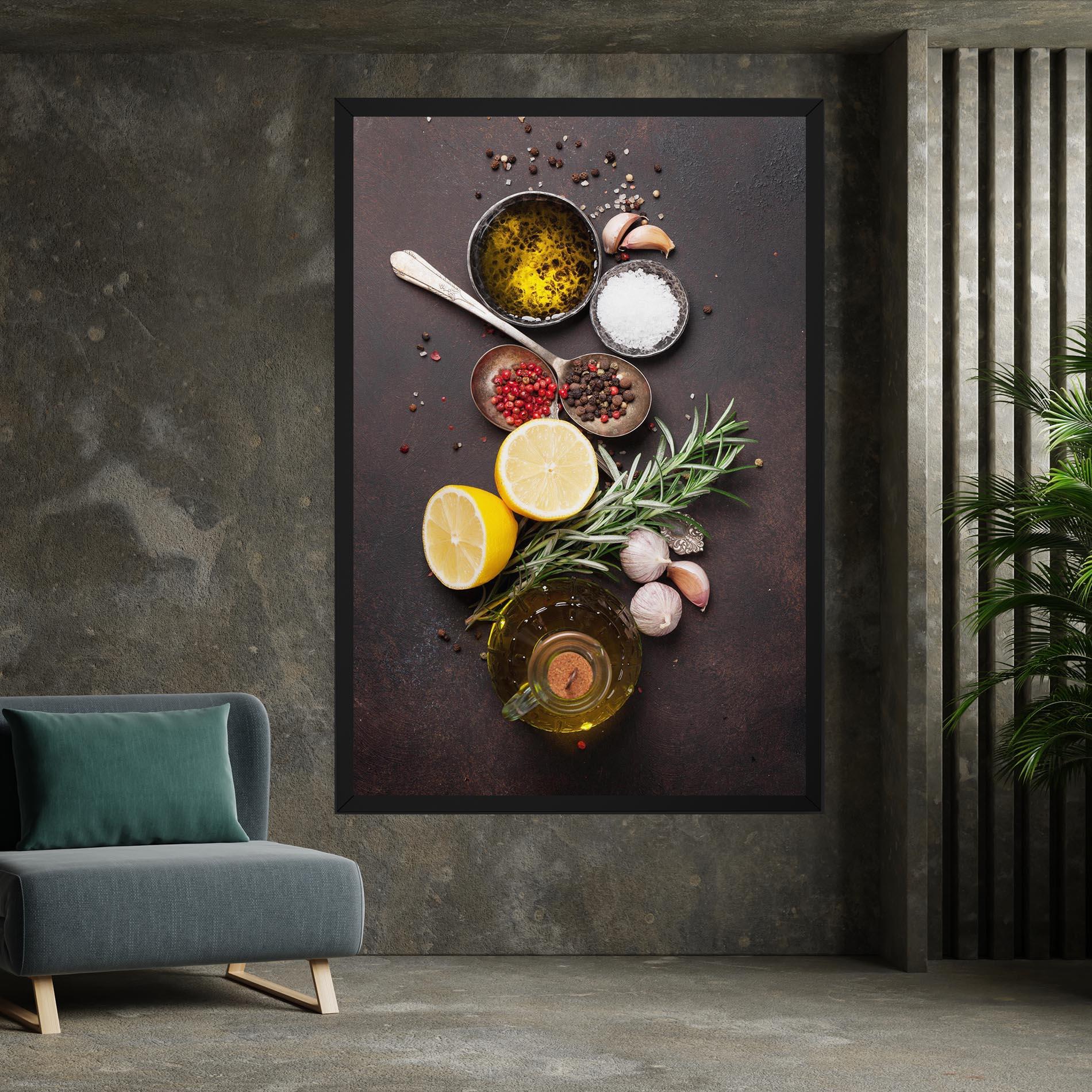 Leinwandbild Spices On Stone Table mockup 7