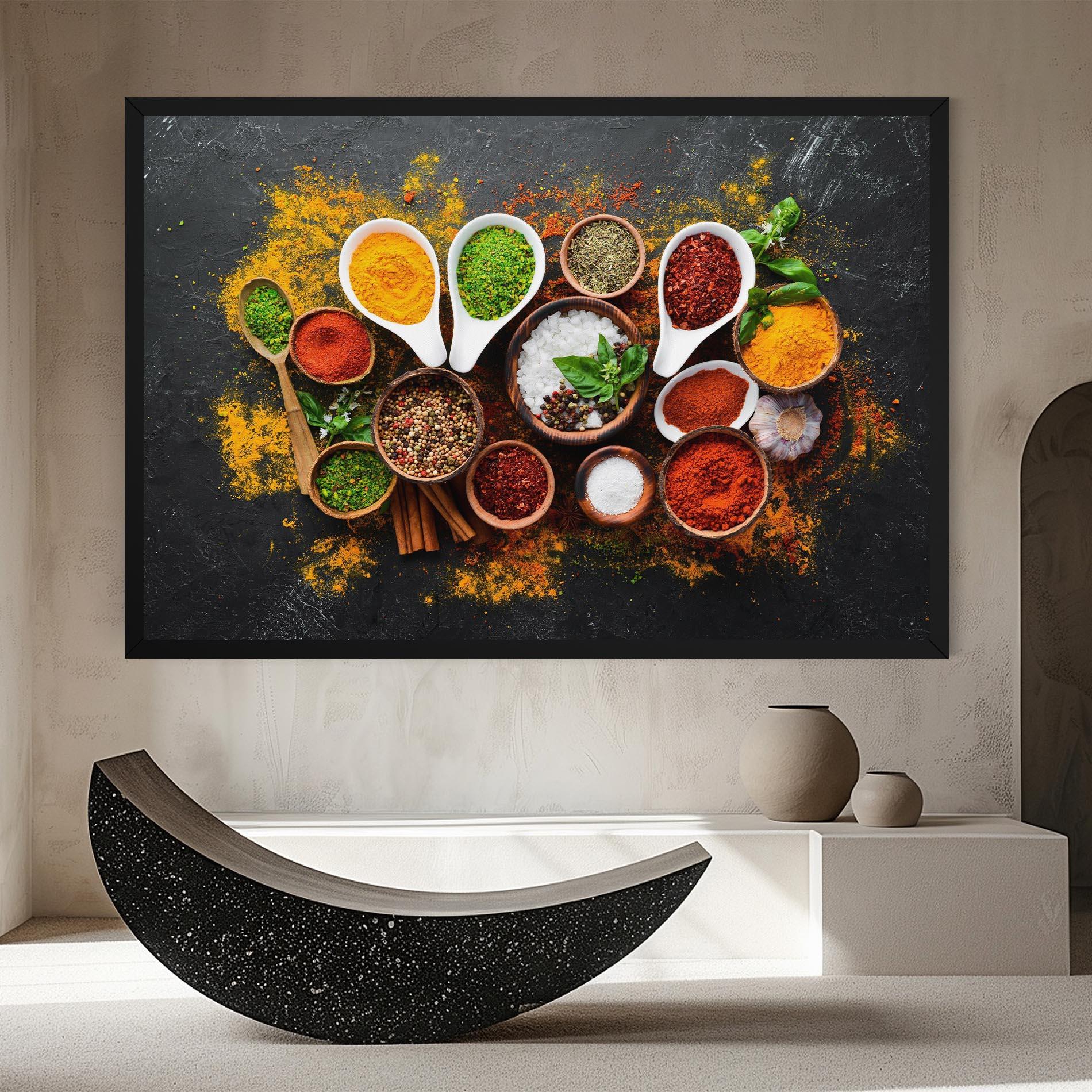 Leinwandbild Colorful Herbs Spices mockup 8