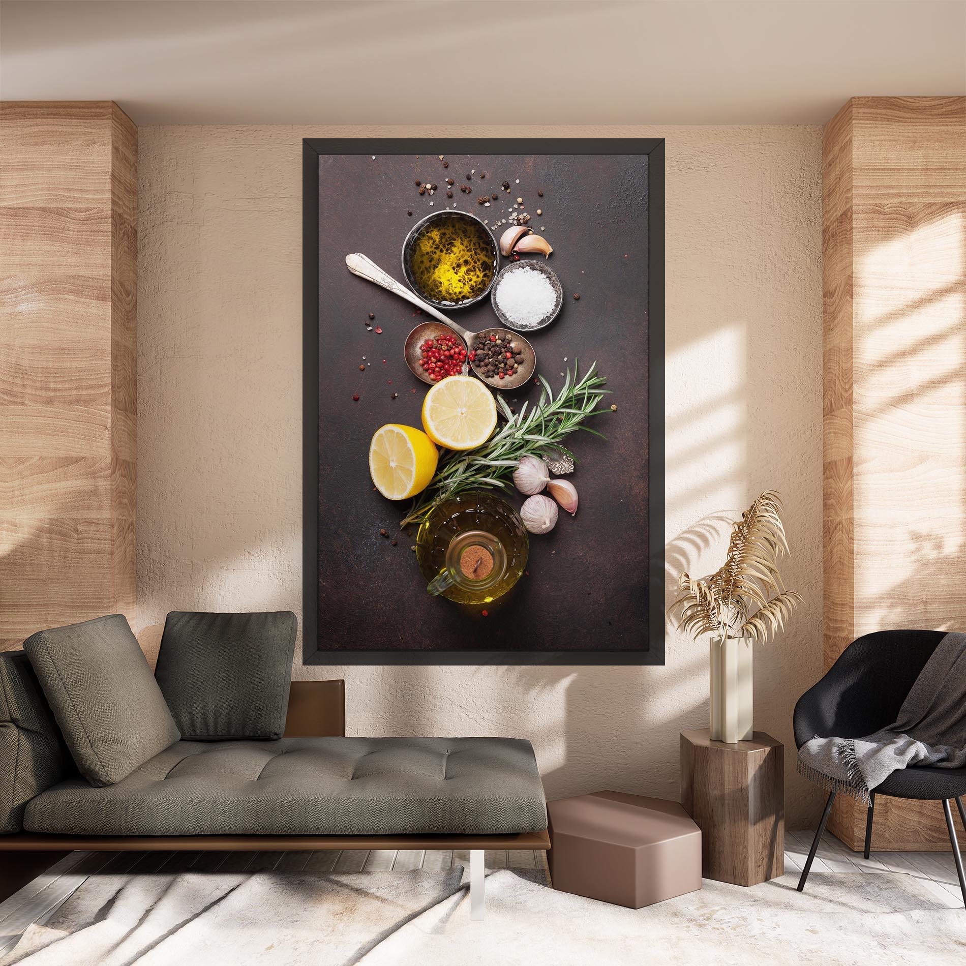 Leinwandbild Spices On Stone Table mockup 8