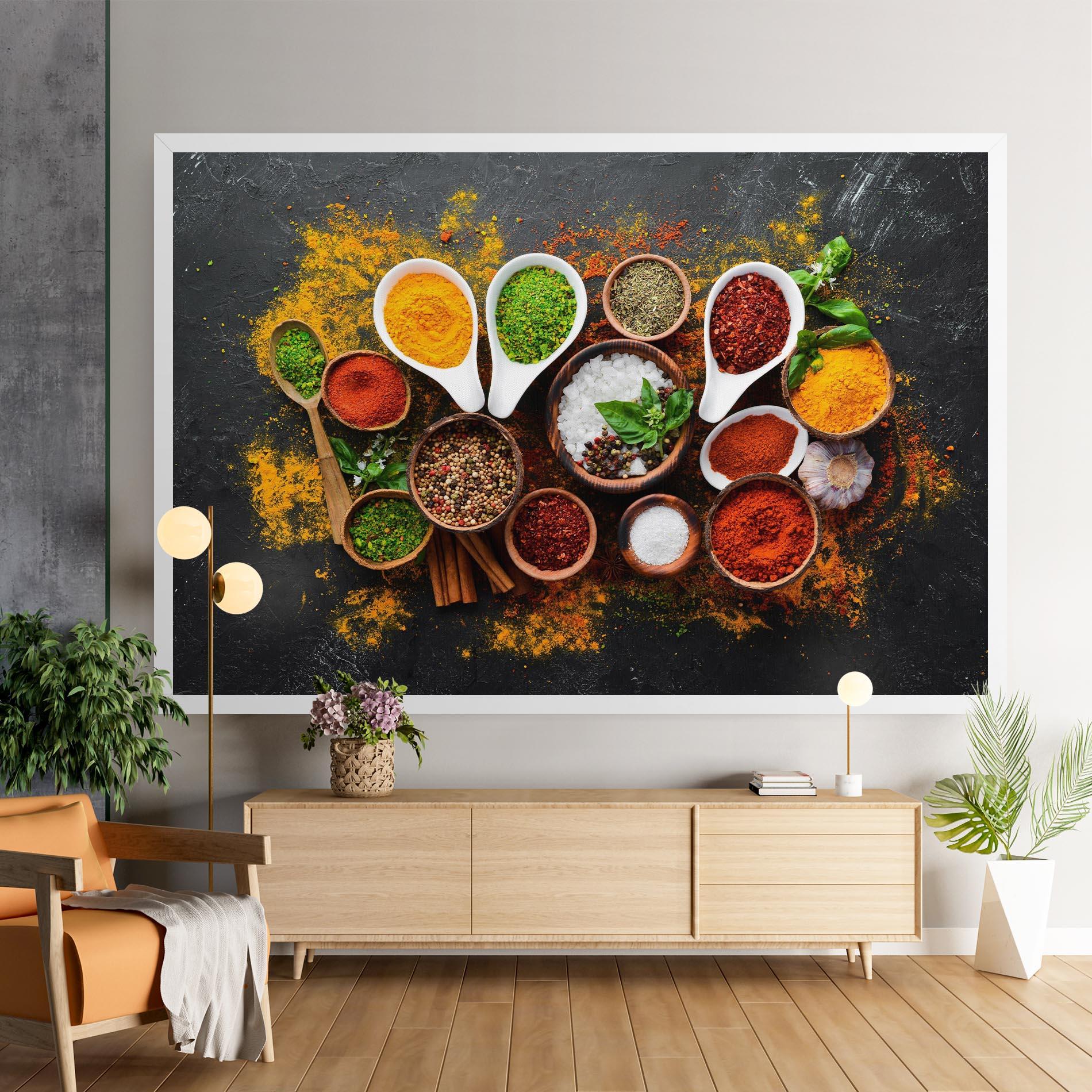 Leinwandbild Colorful Herbs Spices mockup 9