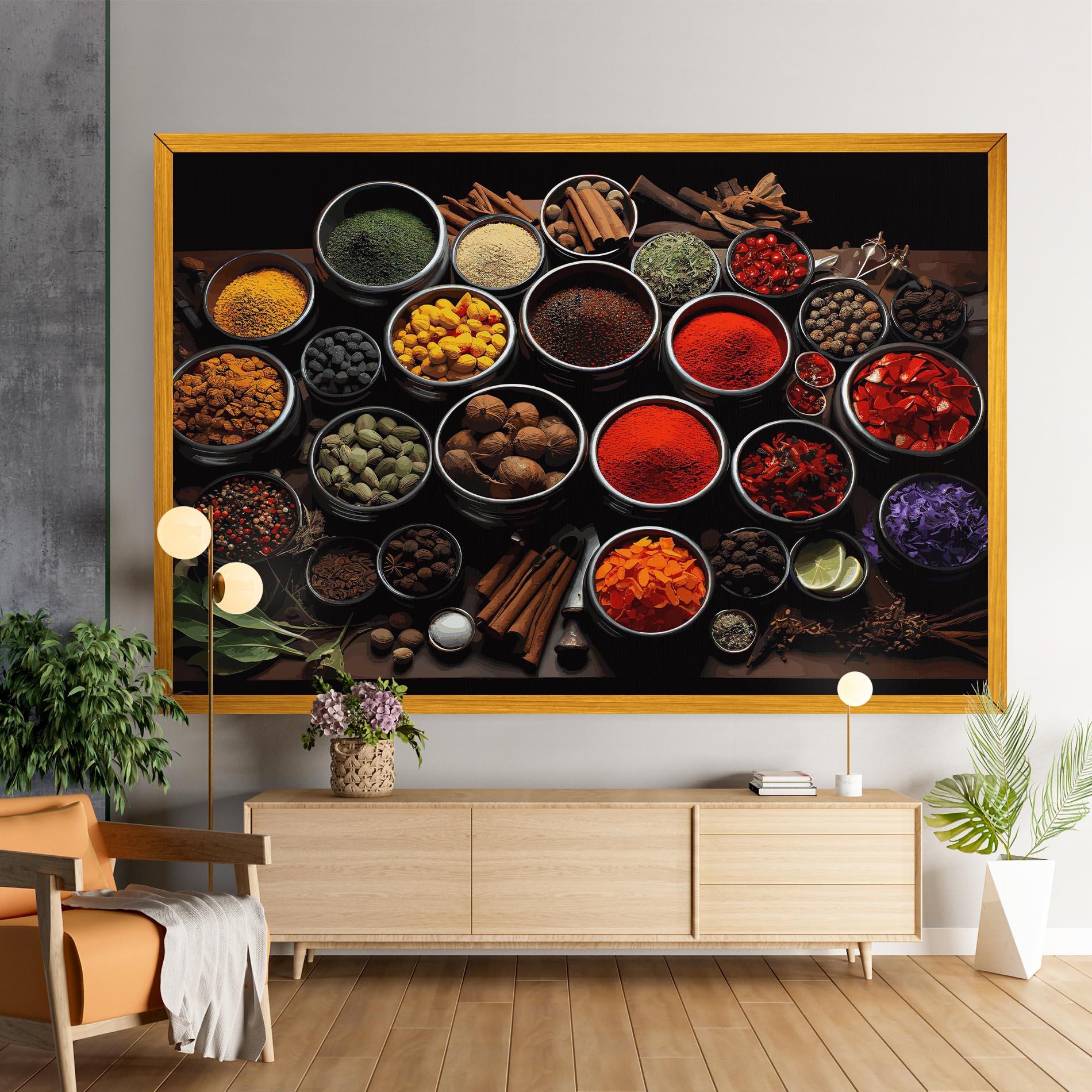 Leinwandbild Colorful Herbs Art mockup 9