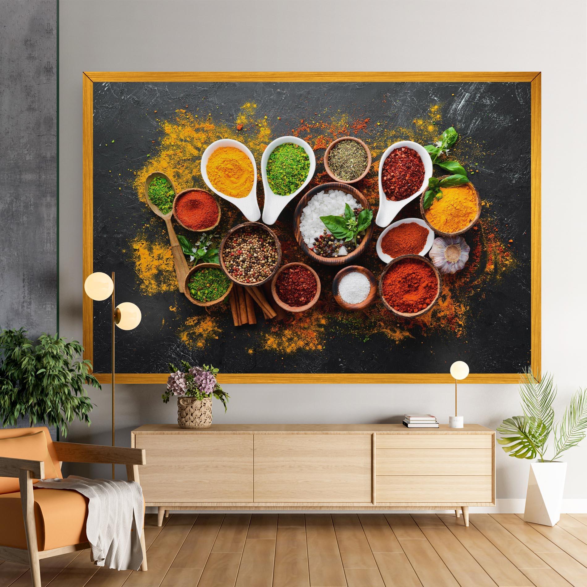 Leinwandbild Colorful Herbs Spices mockup 9