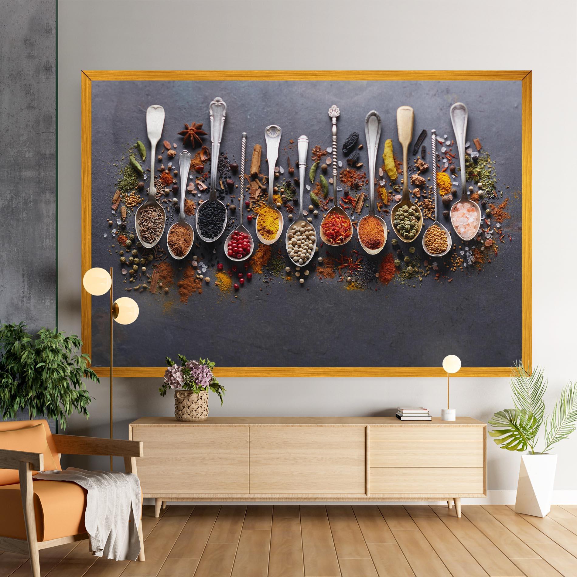 Leinwandbild Spices Black Board mockup 9