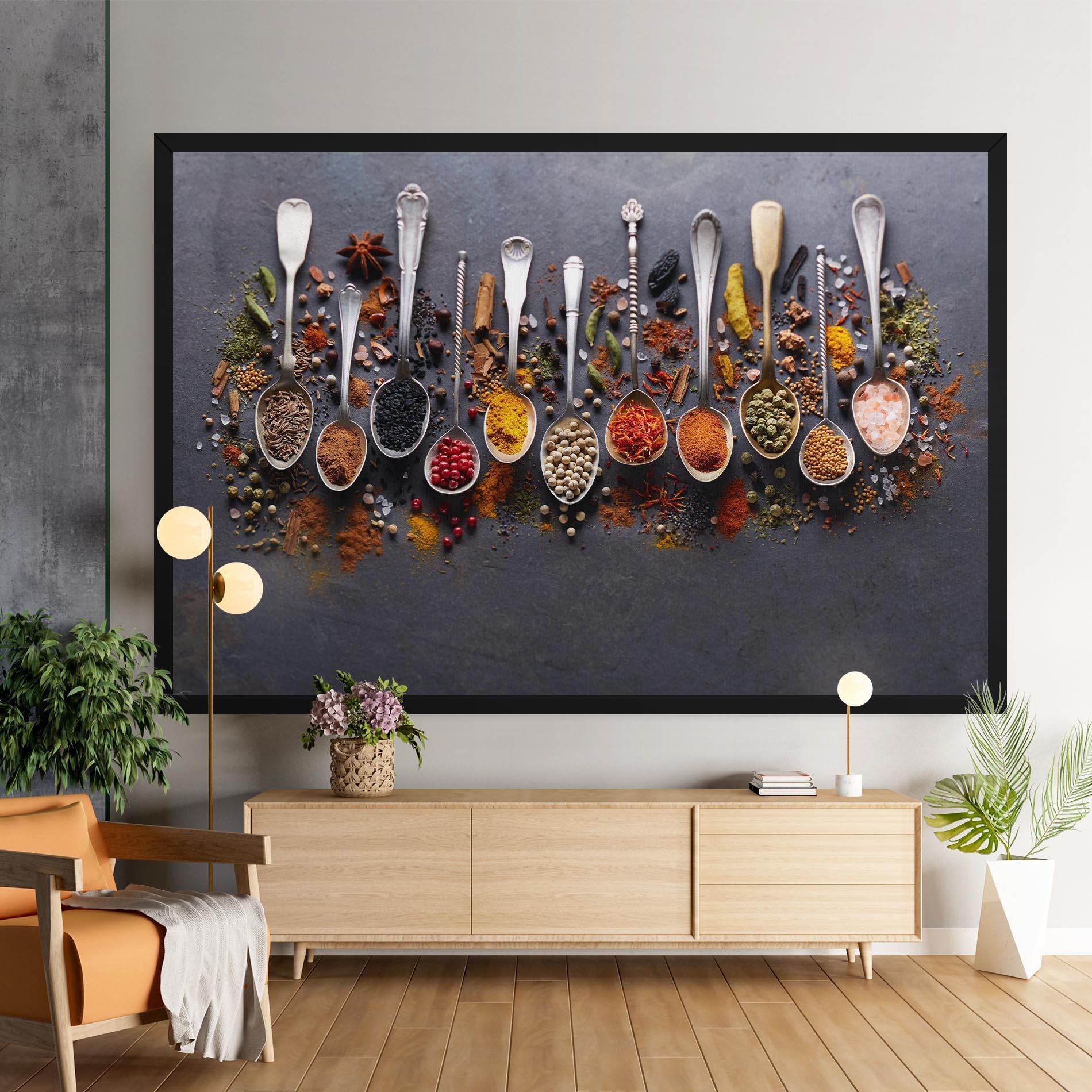 Leinwandbild Spices Black Board mockup 9
