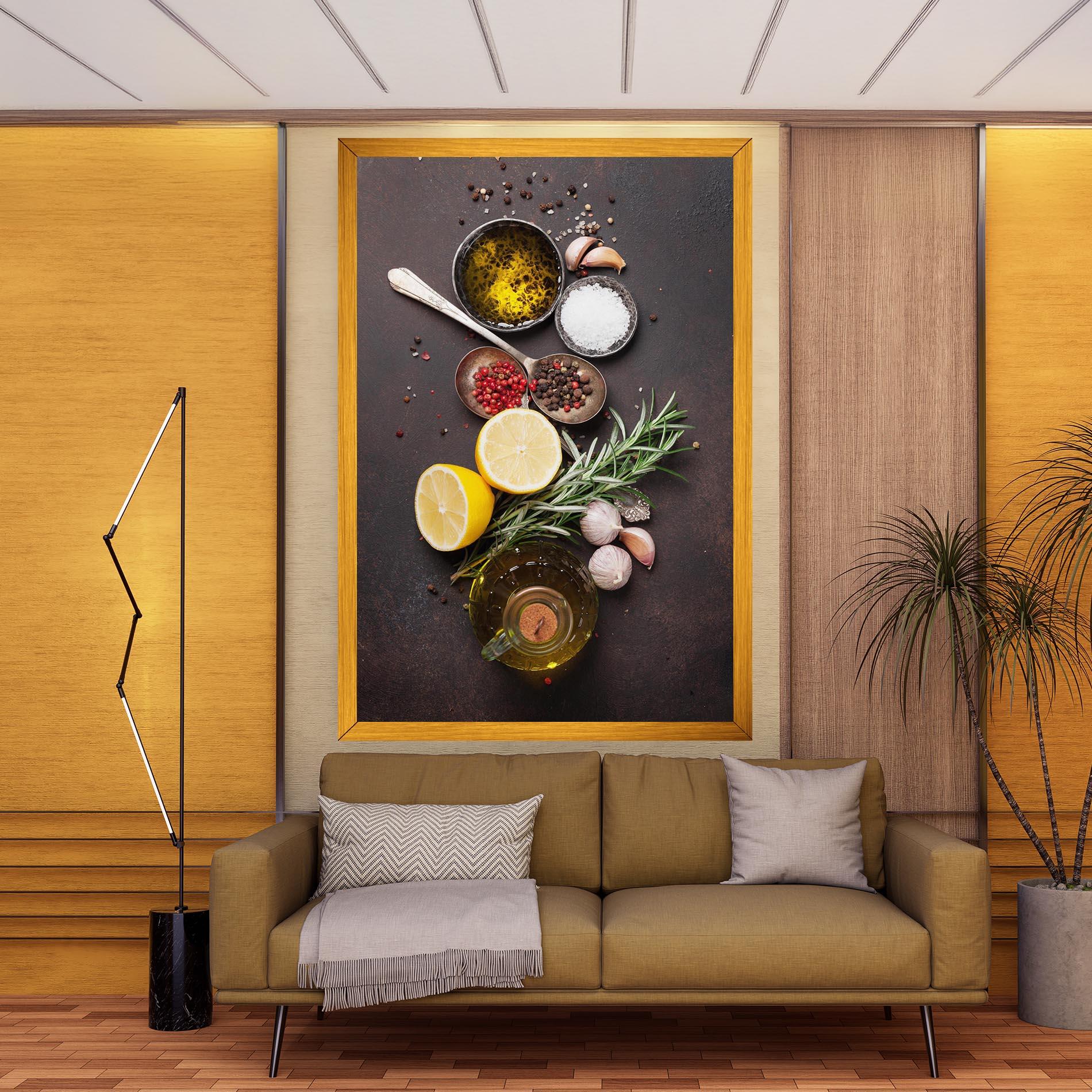 Leinwandbild Spices On Stone Table mockup 9