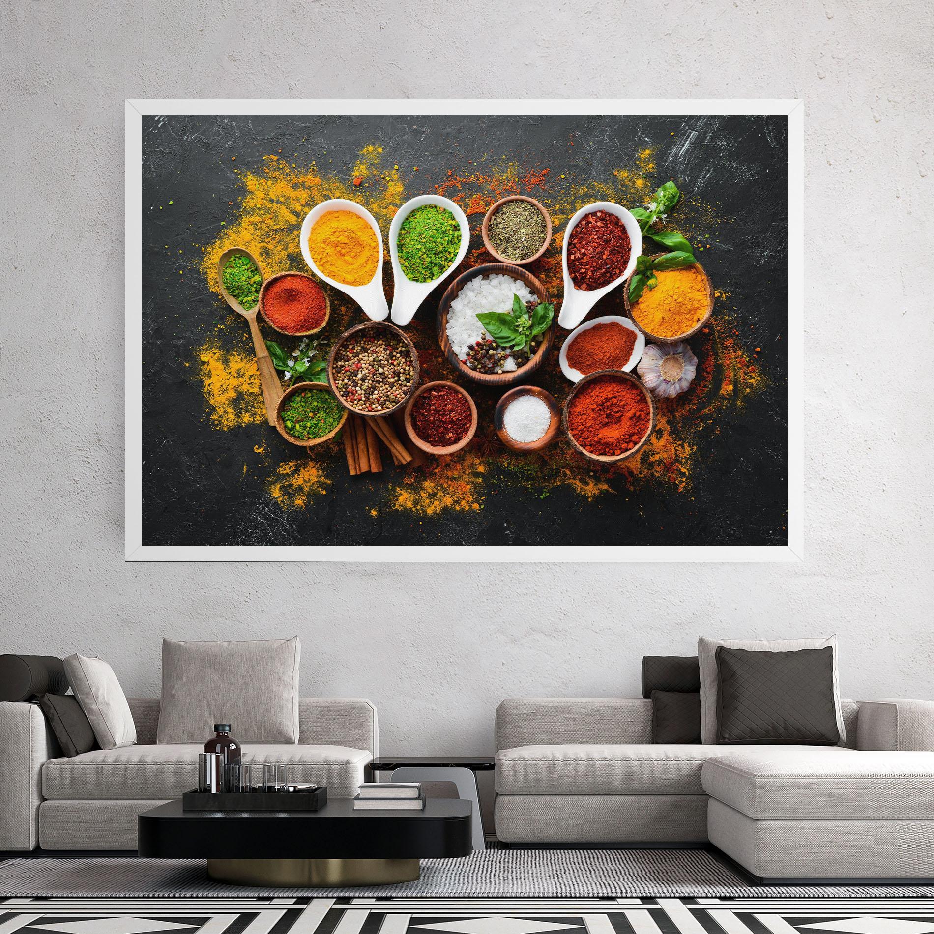 Leinwandbild Colorful Herbs Spices mockup 2