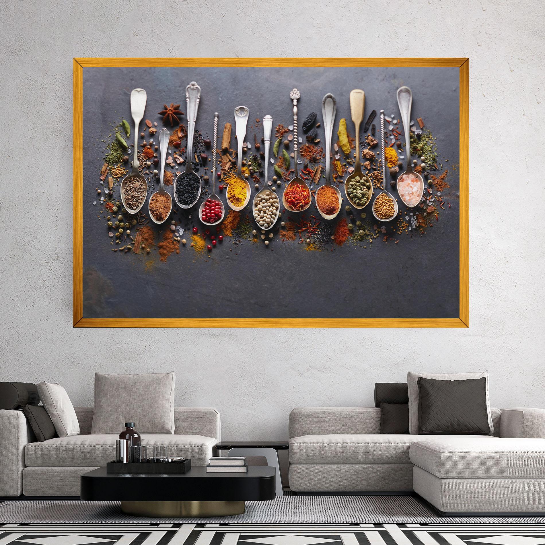 Leinwandbild Spices Black Board mockup 2
