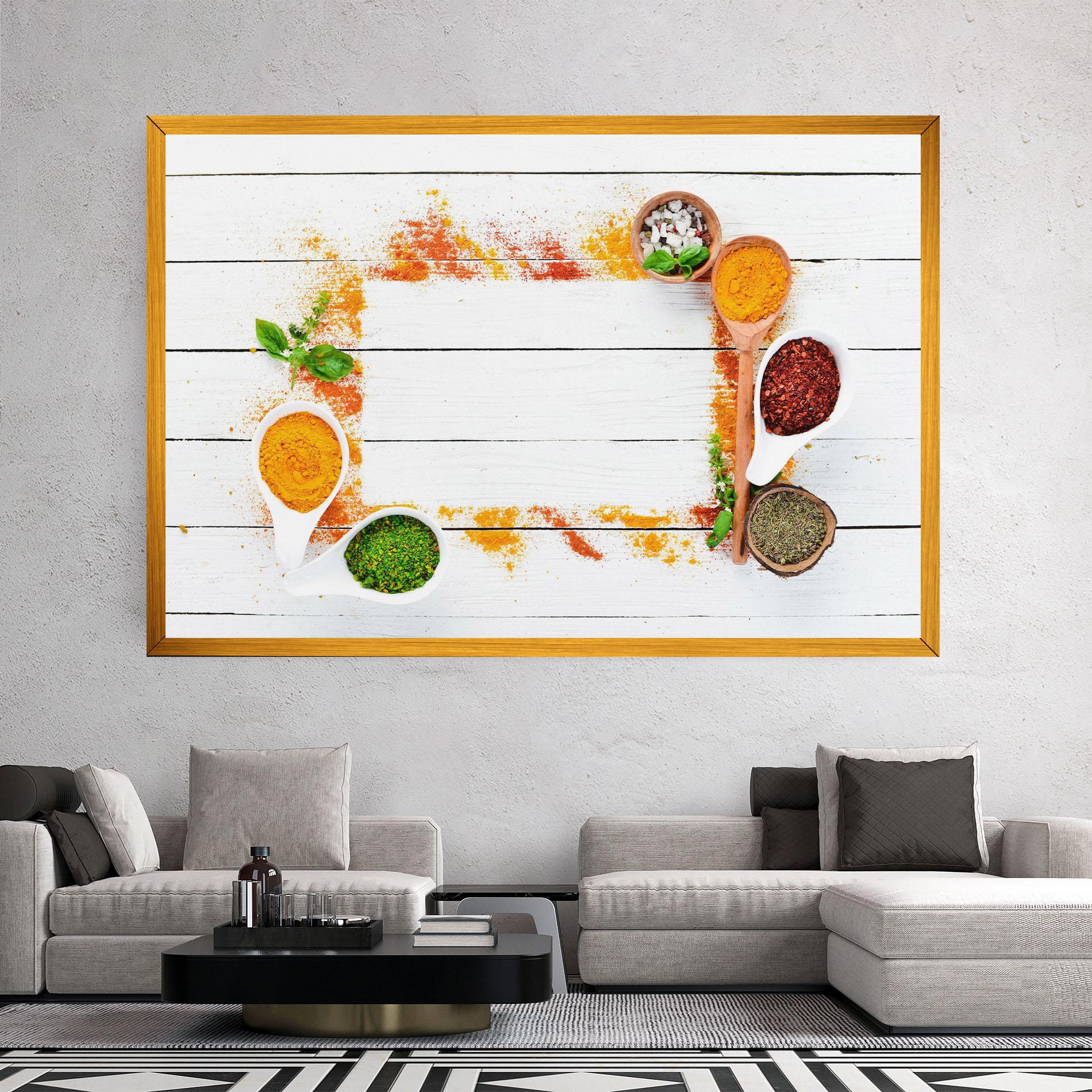 Leinwandbild Spices Top View mockup 2