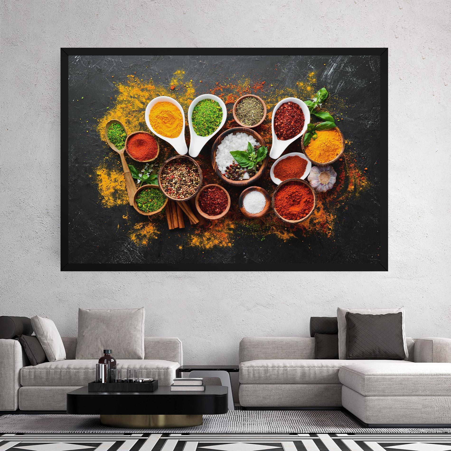 Leinwandbild Colorful Herbs Spices mockup 2