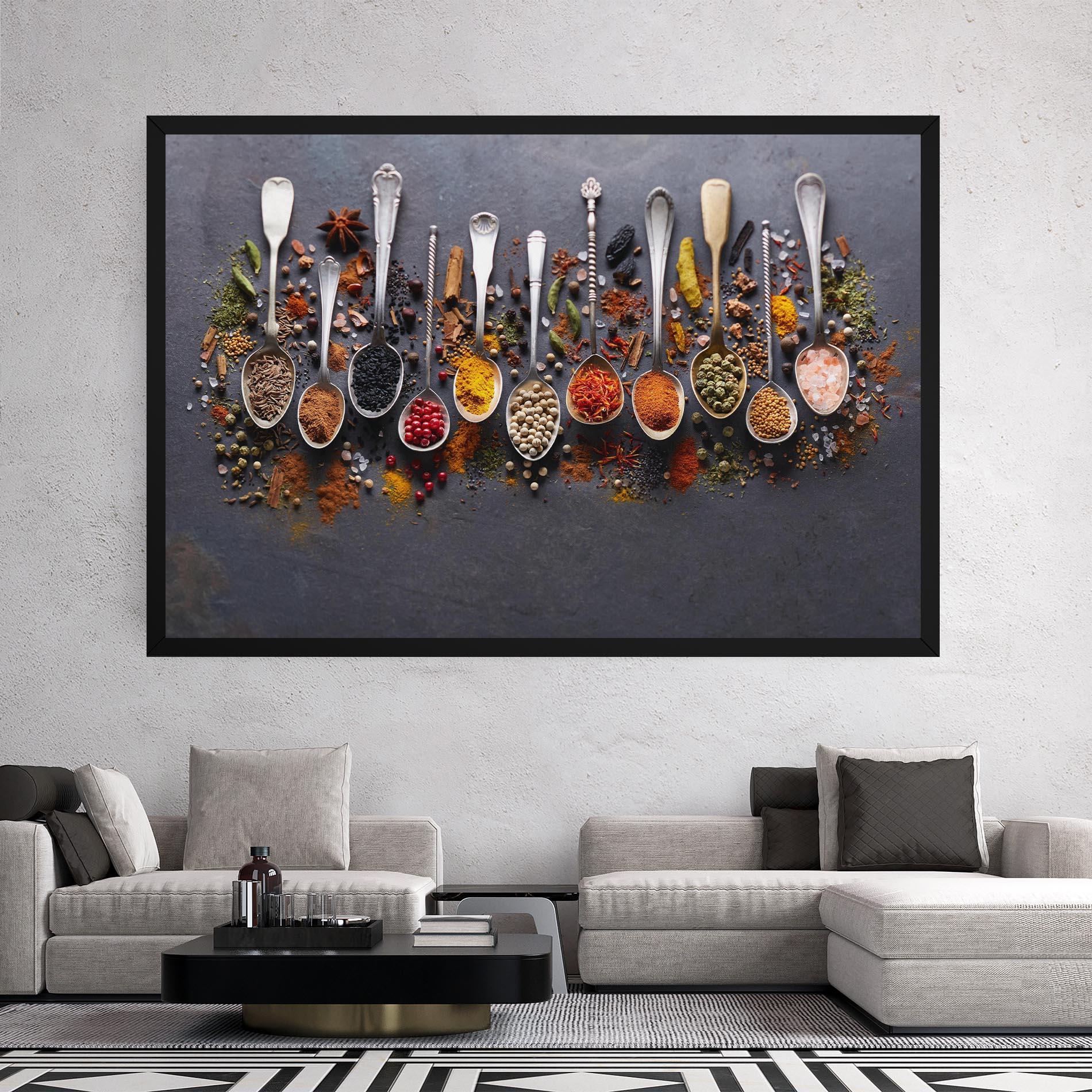 Leinwandbild Spices Black Board mockup 2
