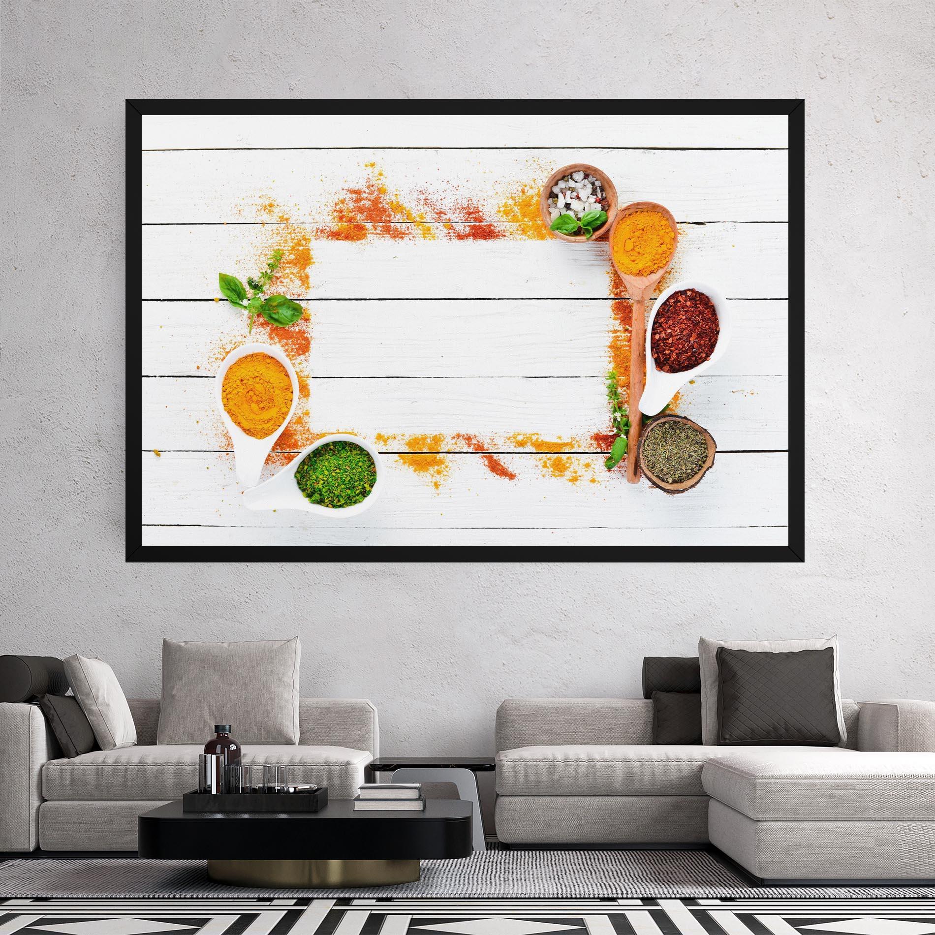 Leinwandbild Spices Top View mockup 2