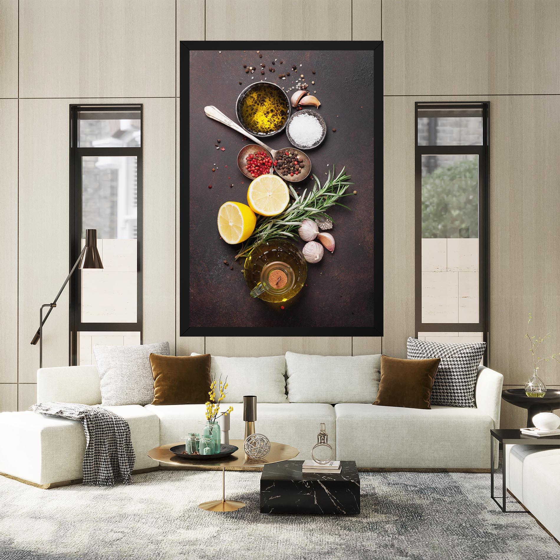 Leinwandbild Spices On Stone Table mockup 2