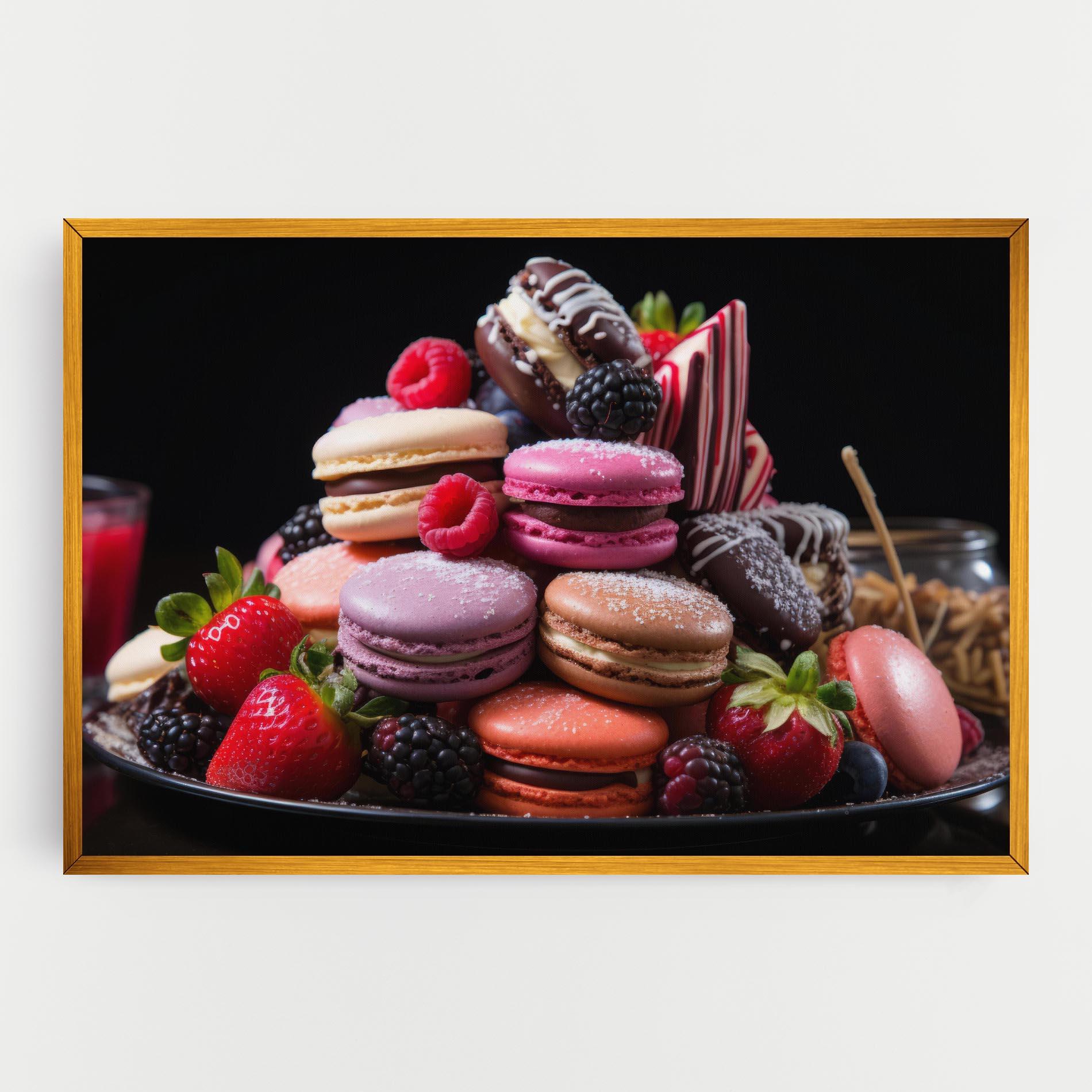 Leinwandbild Berries Macarons mockup 0