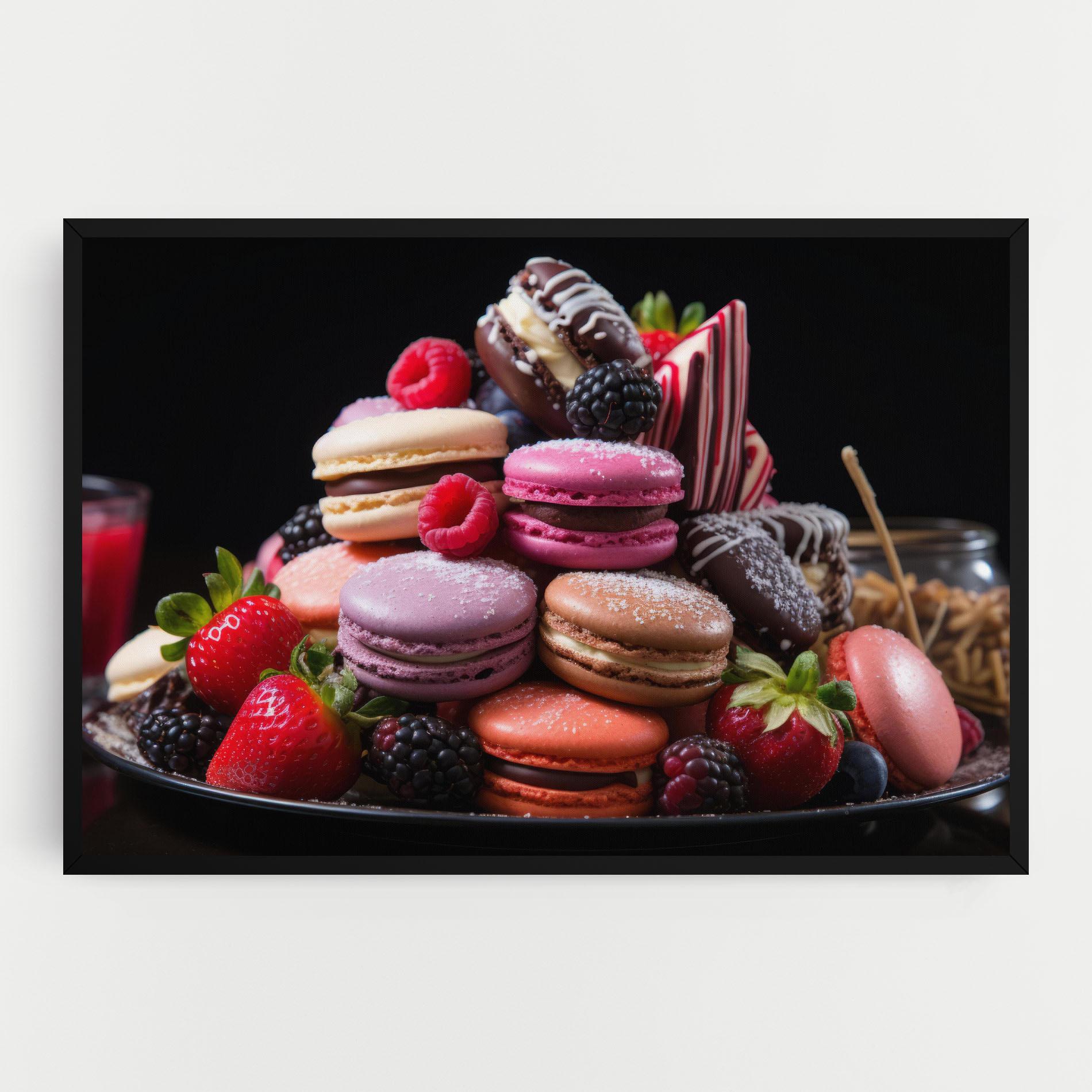 Leinwandbild Berries Macarons mockup 0