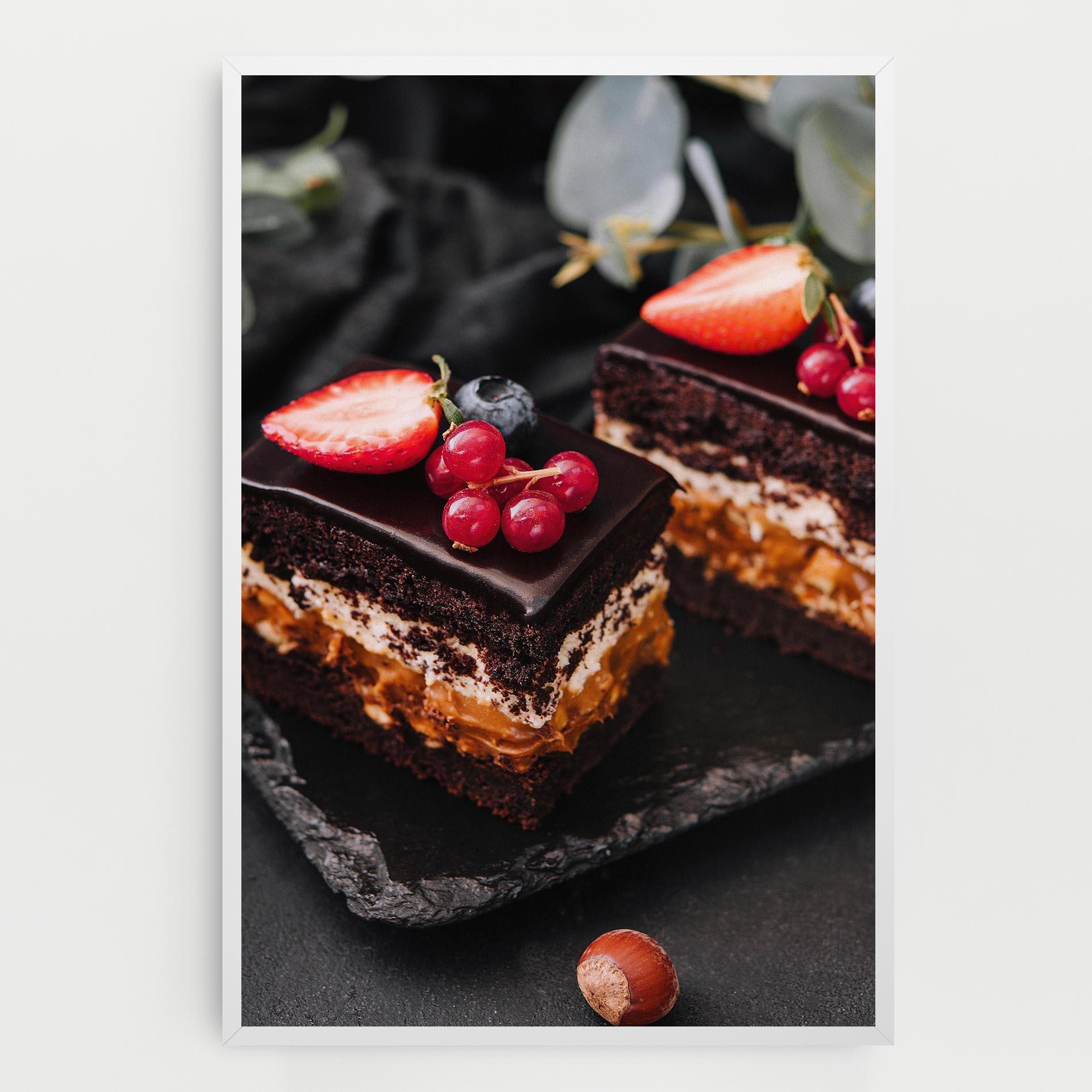 Leinwandbild Chocolate Berries Cake mockup 0