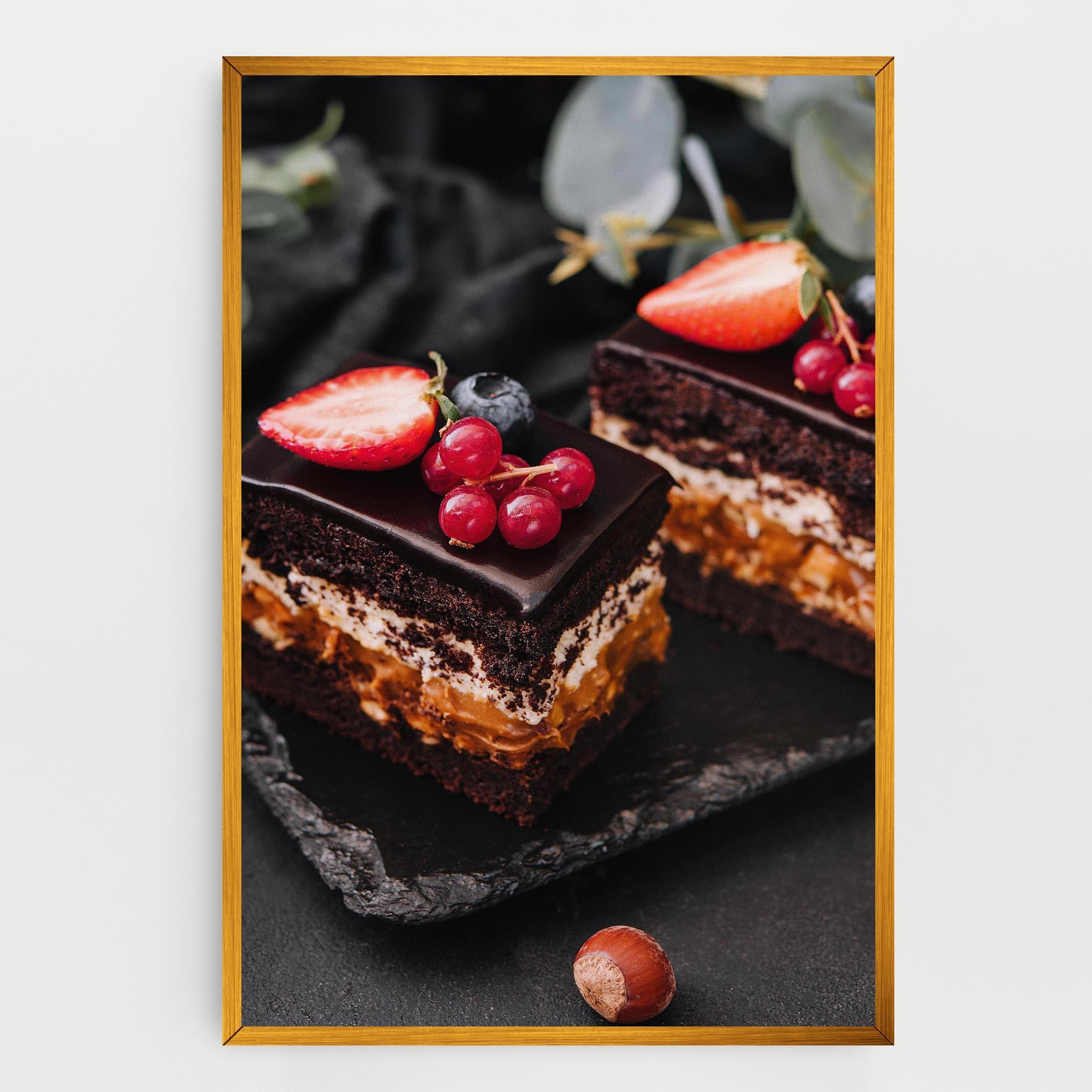 Leinwandbild Chocolate Berries Cake mockup 0