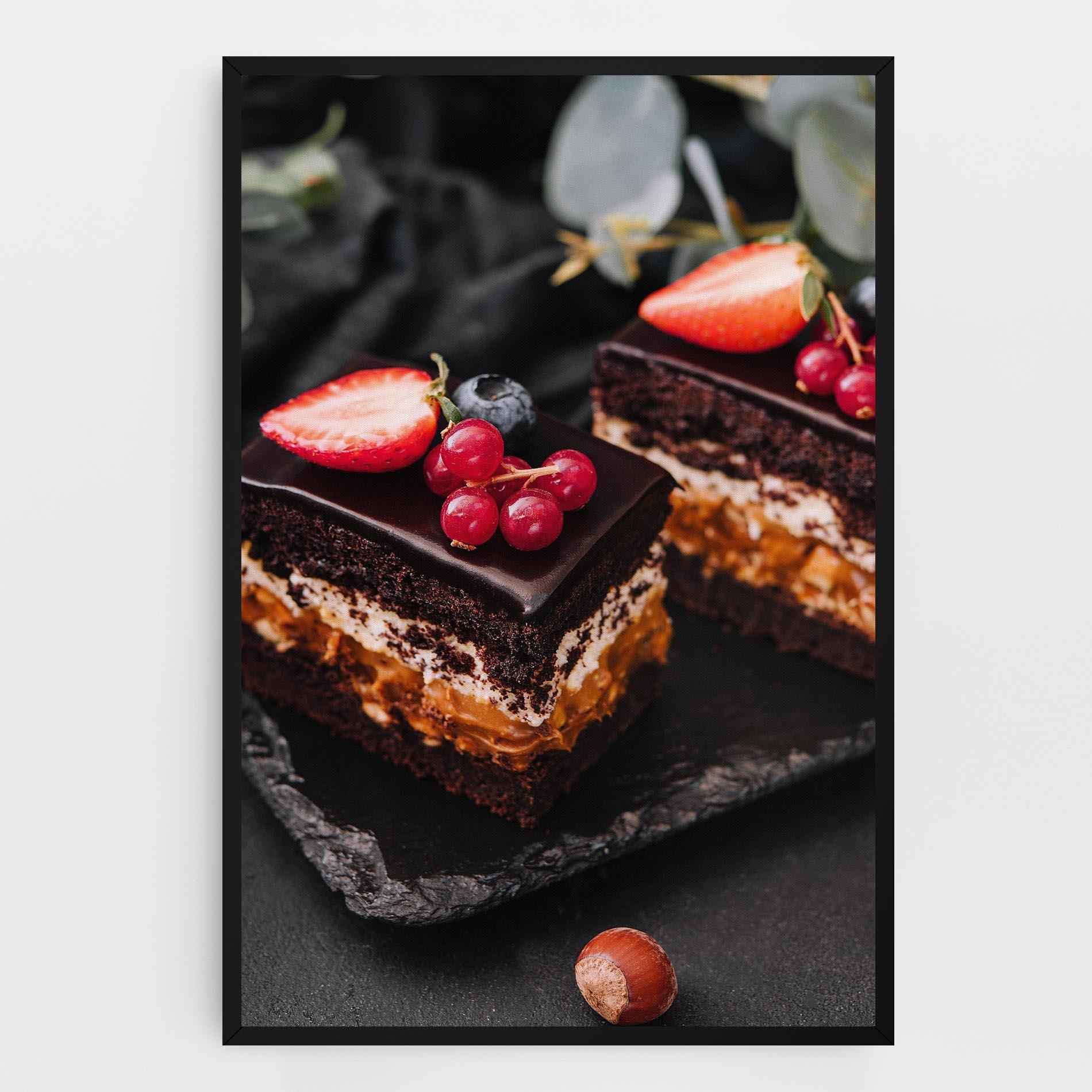 Leinwandbild Chocolate Berries Cake mockup 0