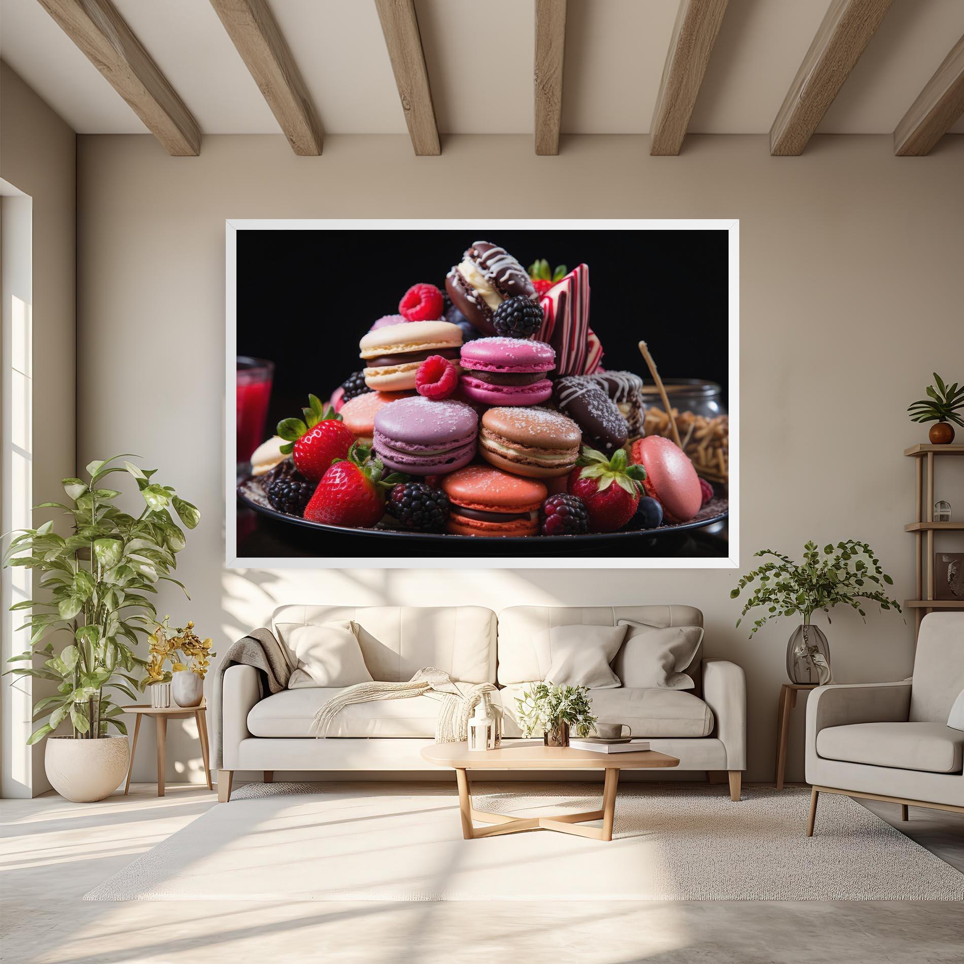 Leinwandbild Berries Macarons mockup 6