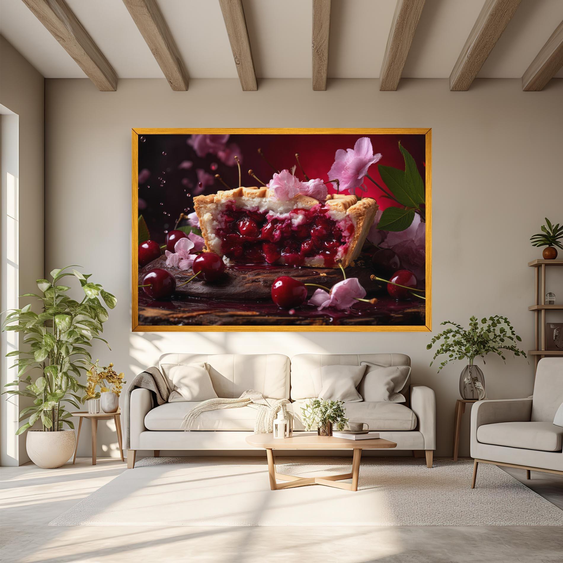 Leinwandbild Wooden Table Cherries mockup 6